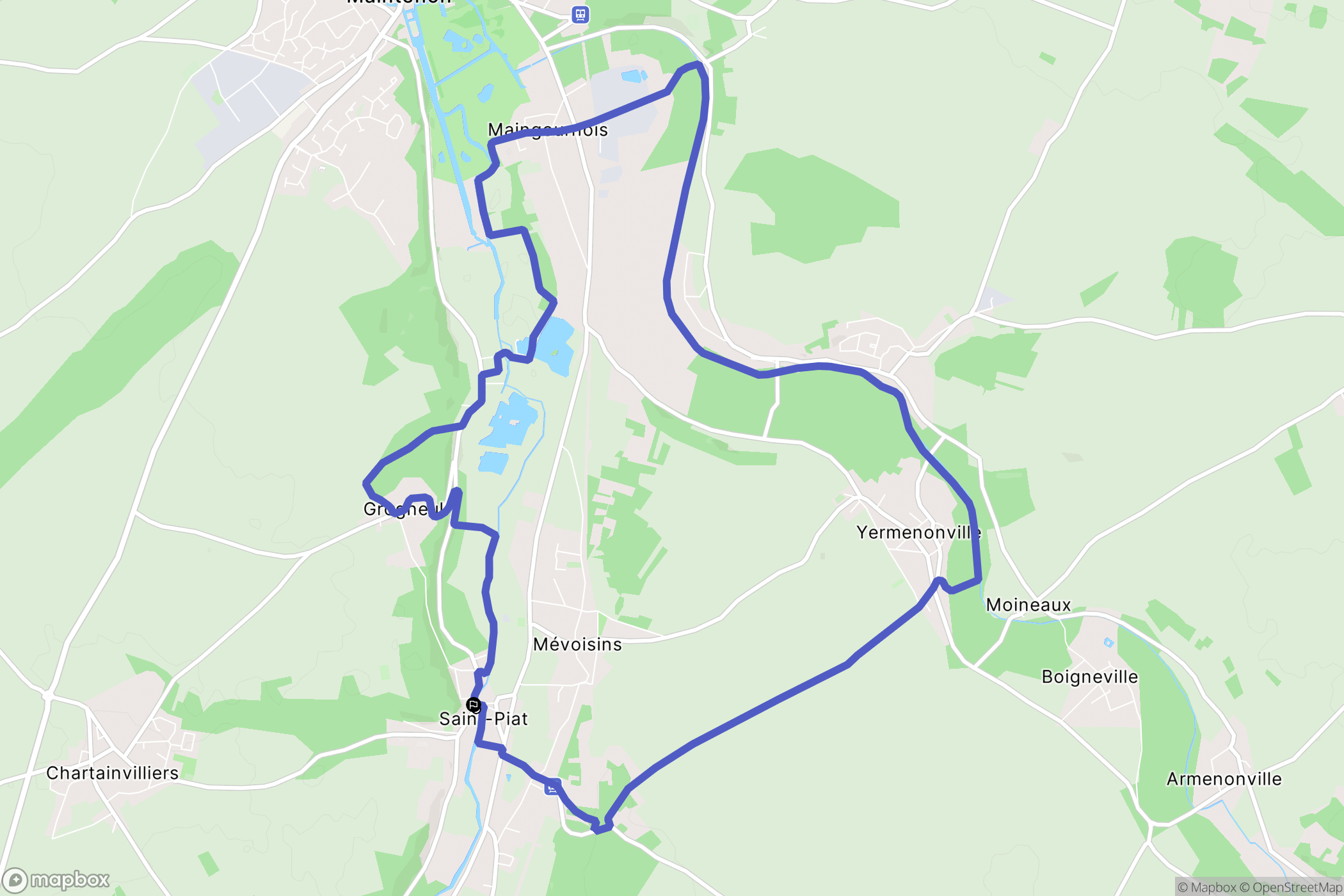 Saint-Piat : carte du parcours de randonnée - France