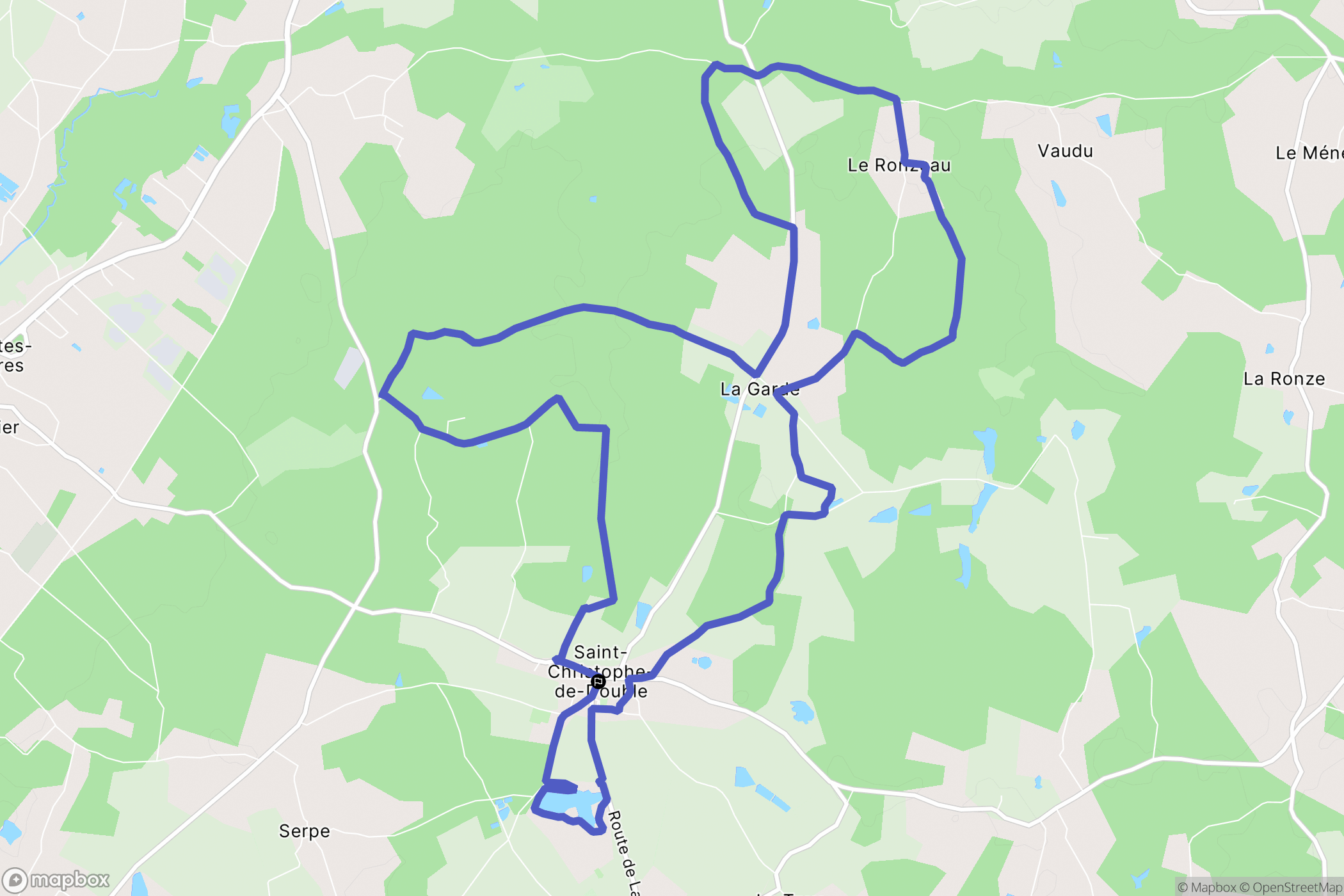 Saint-Christophe-de-Double : carte du parcours de randonnée - France