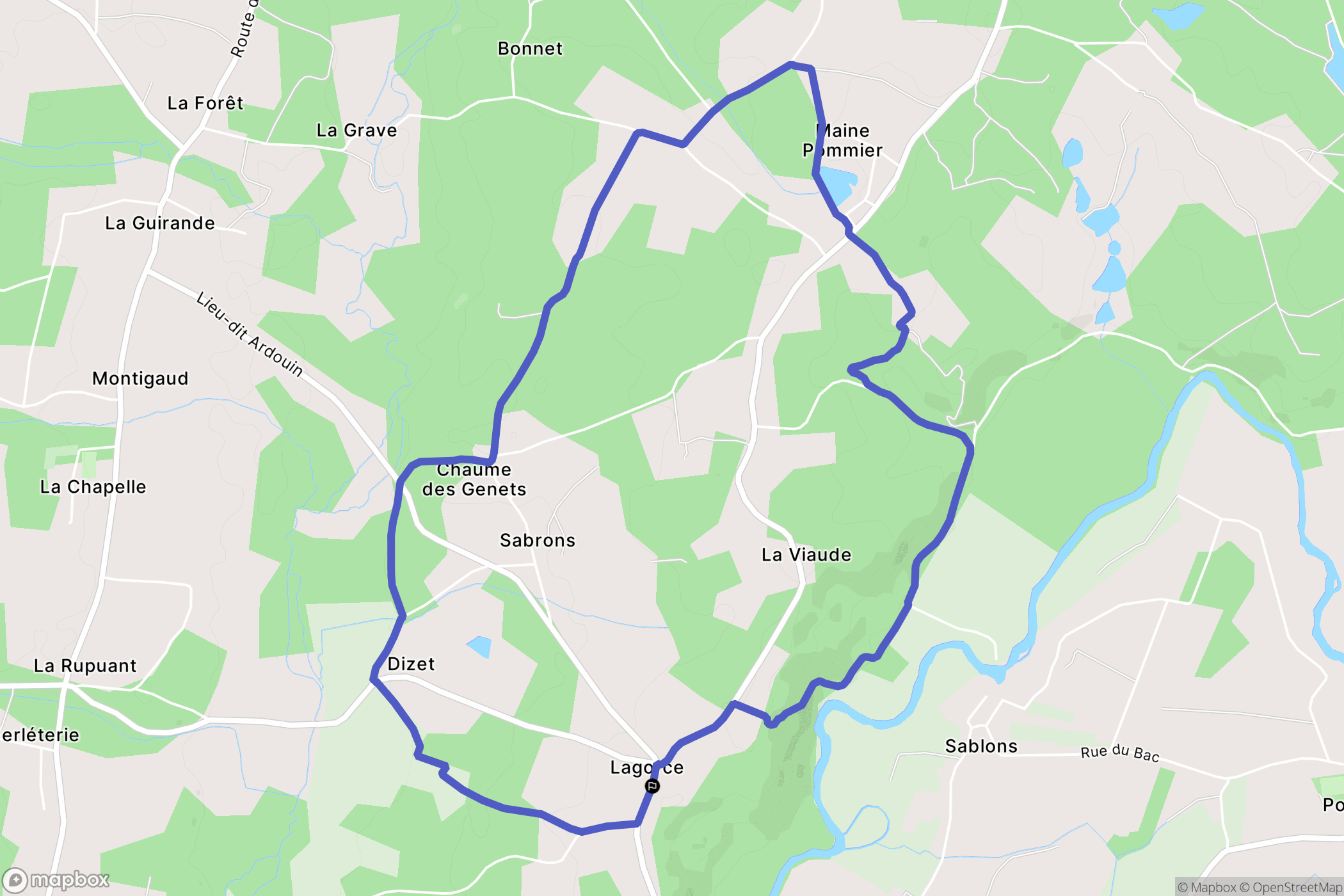 Lagorce : carte du parcours de randonnée - France
