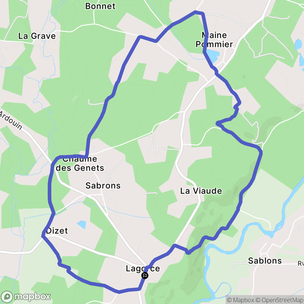 Lagorce : carte du parcours de randonnée - France