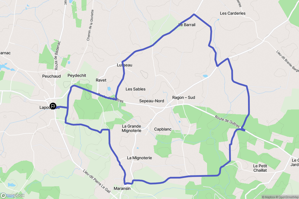 Lapouyade : carte du parcours de randonnée - France