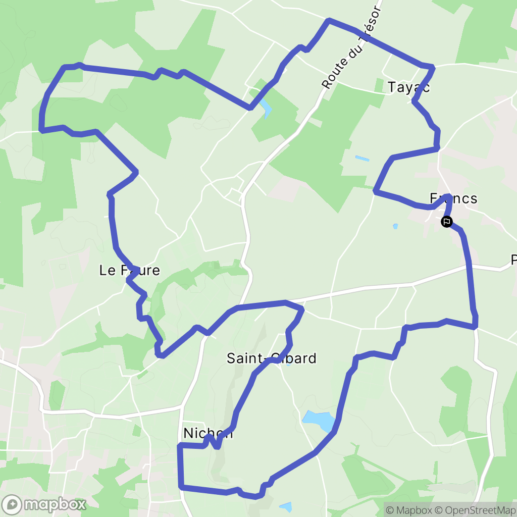 Francs : carte du parcours de randonnée - France