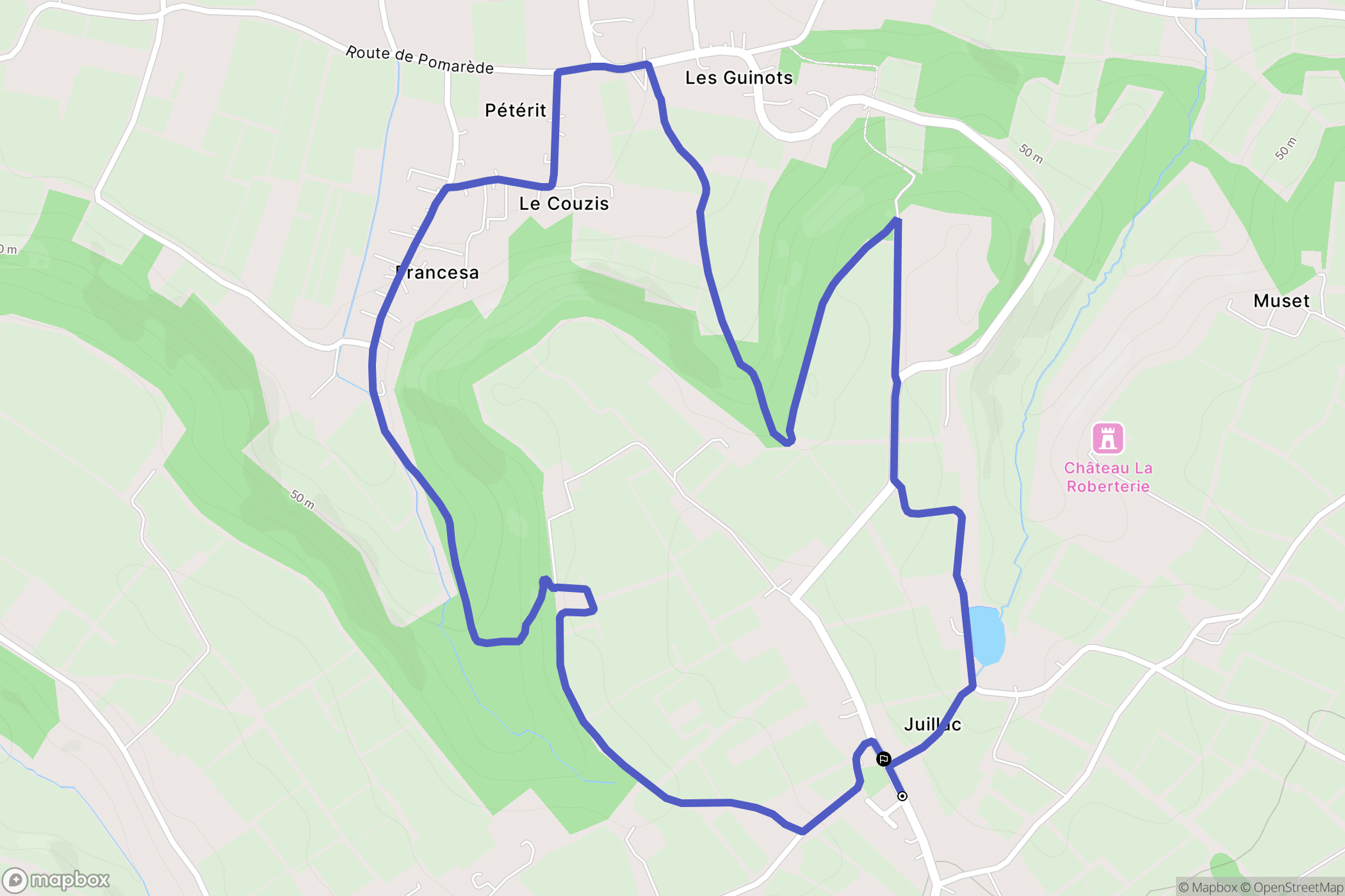 Juillac : carte du parcours de randonnée - France