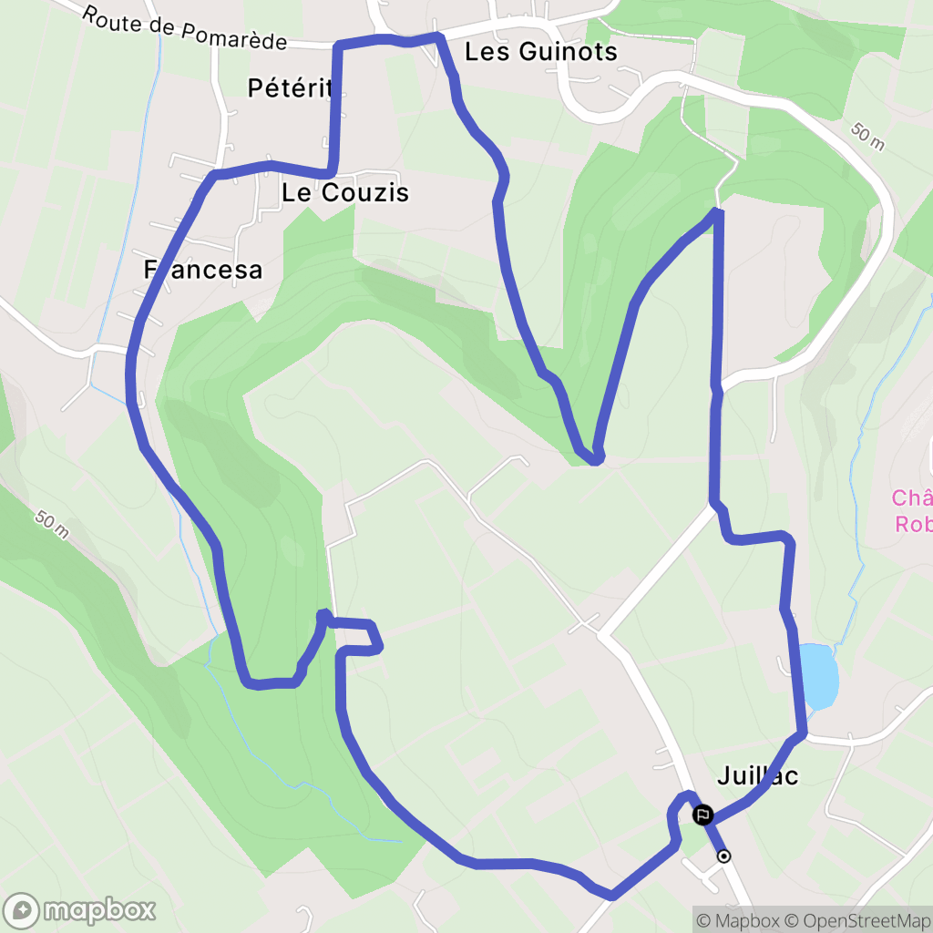 Juillac : carte du parcours de randonnée - France