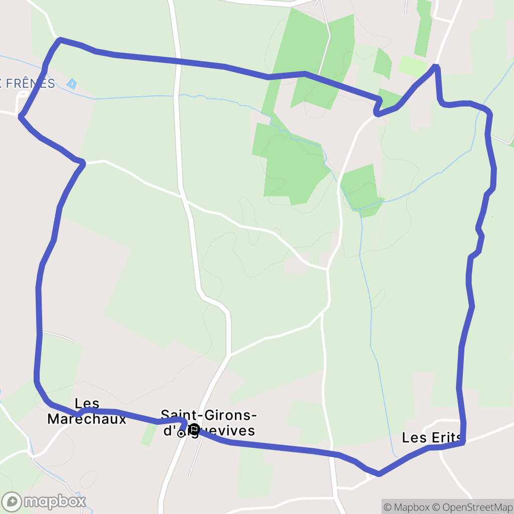 Saint-Girons-d'Aiguevives : carte du parcours de randonnée - France