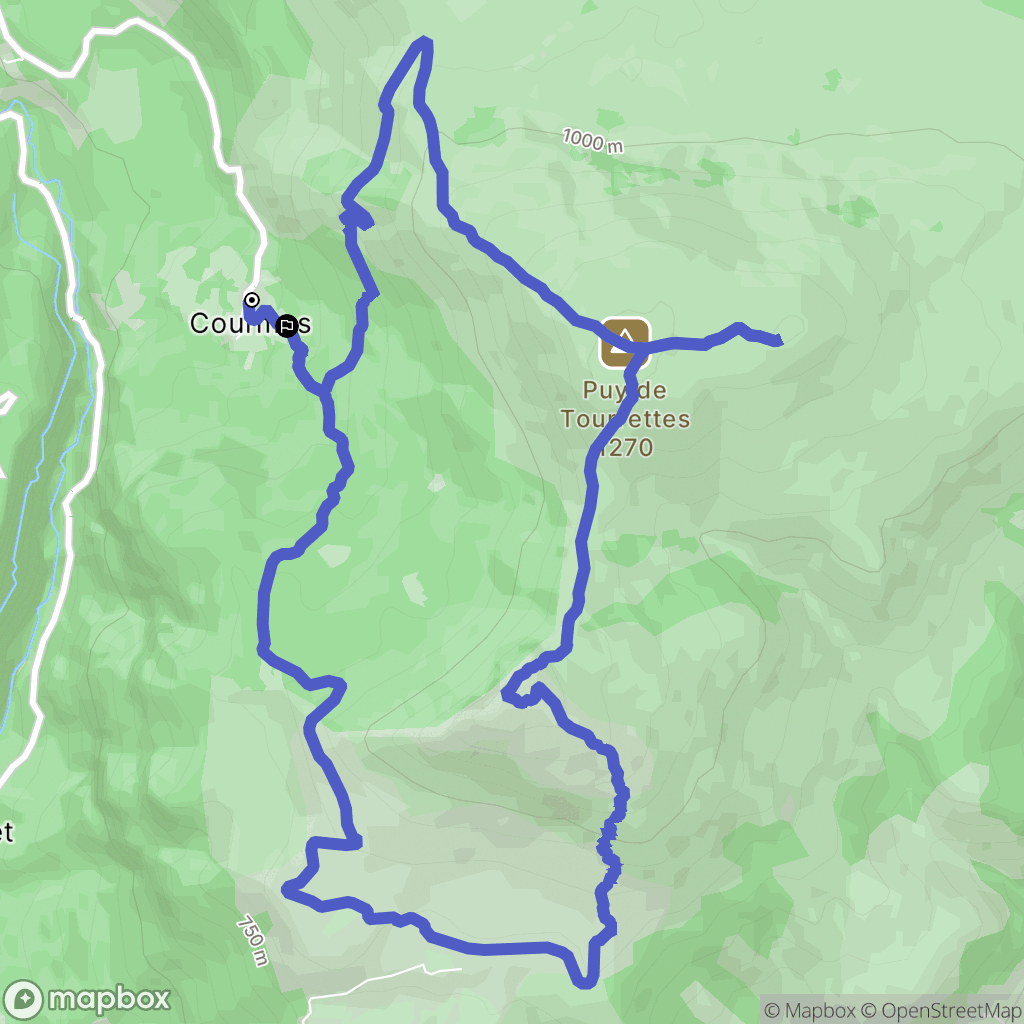 Courmes : carte du parcours de randonnée - France