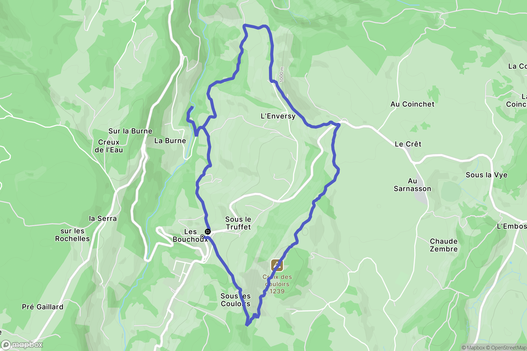 Les Bouchoux : carte du parcours de randonnée - France