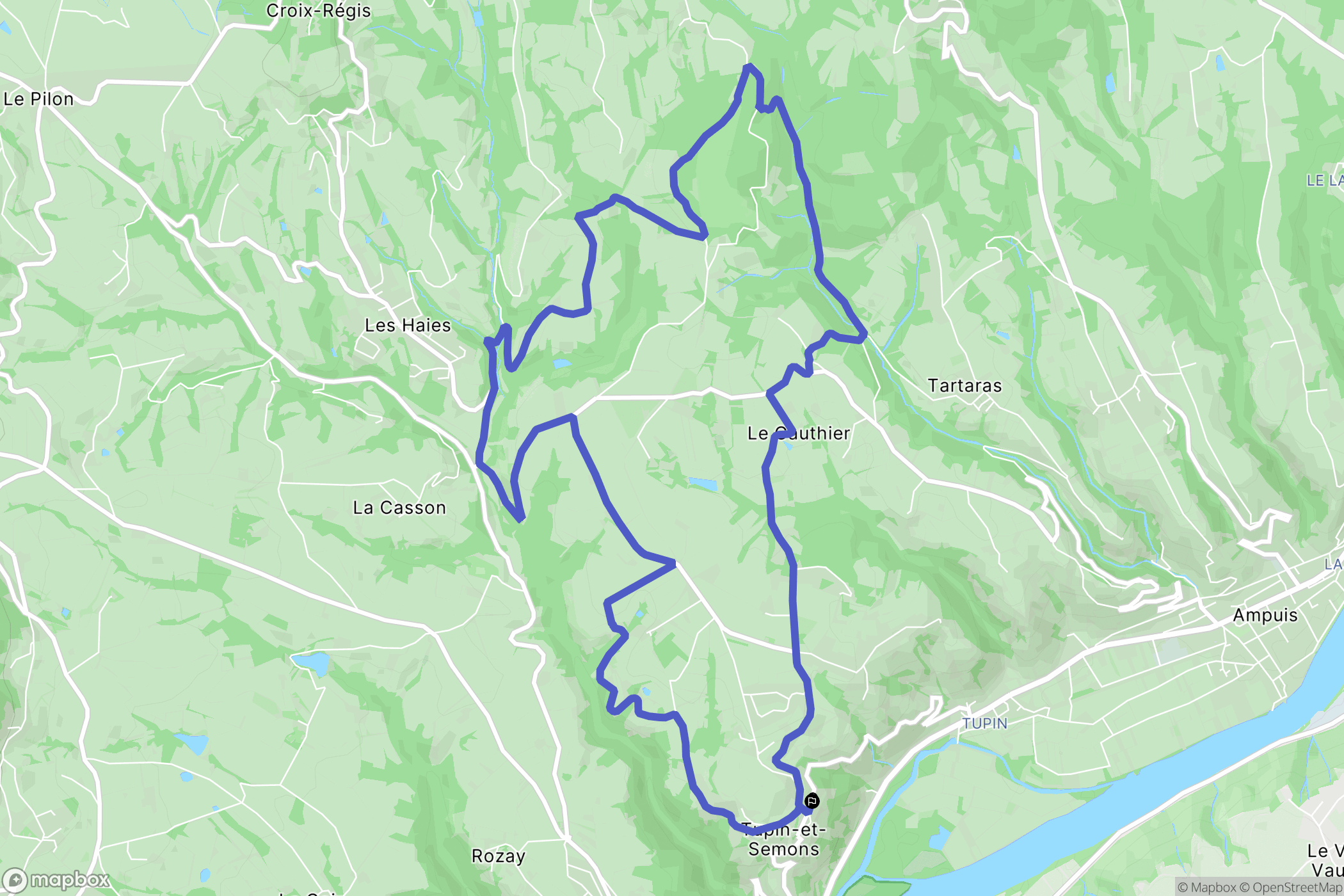 Tupin-et-Semons : carte du parcours de randonnée - France