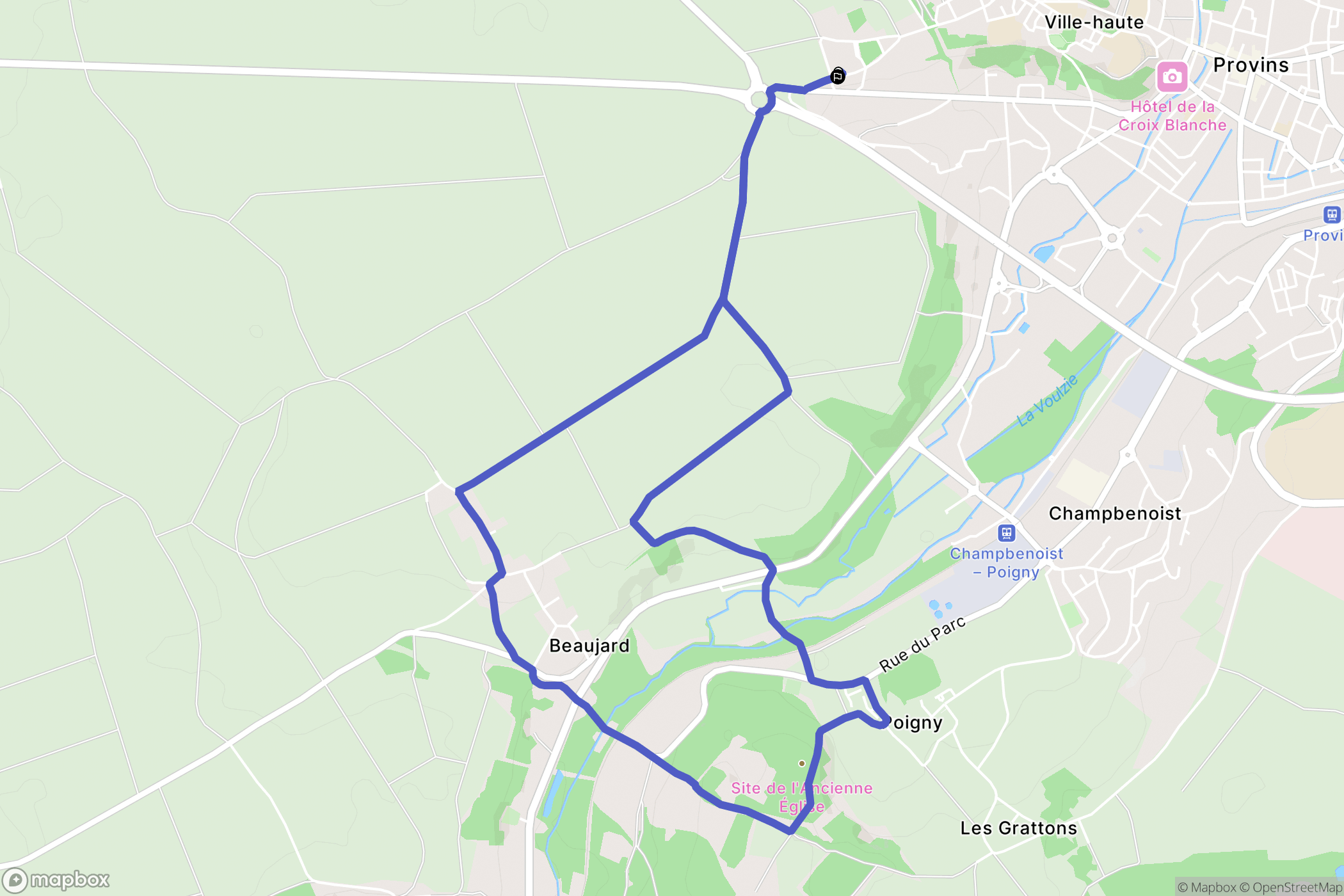 Provins : carte du parcours de randonnée - France