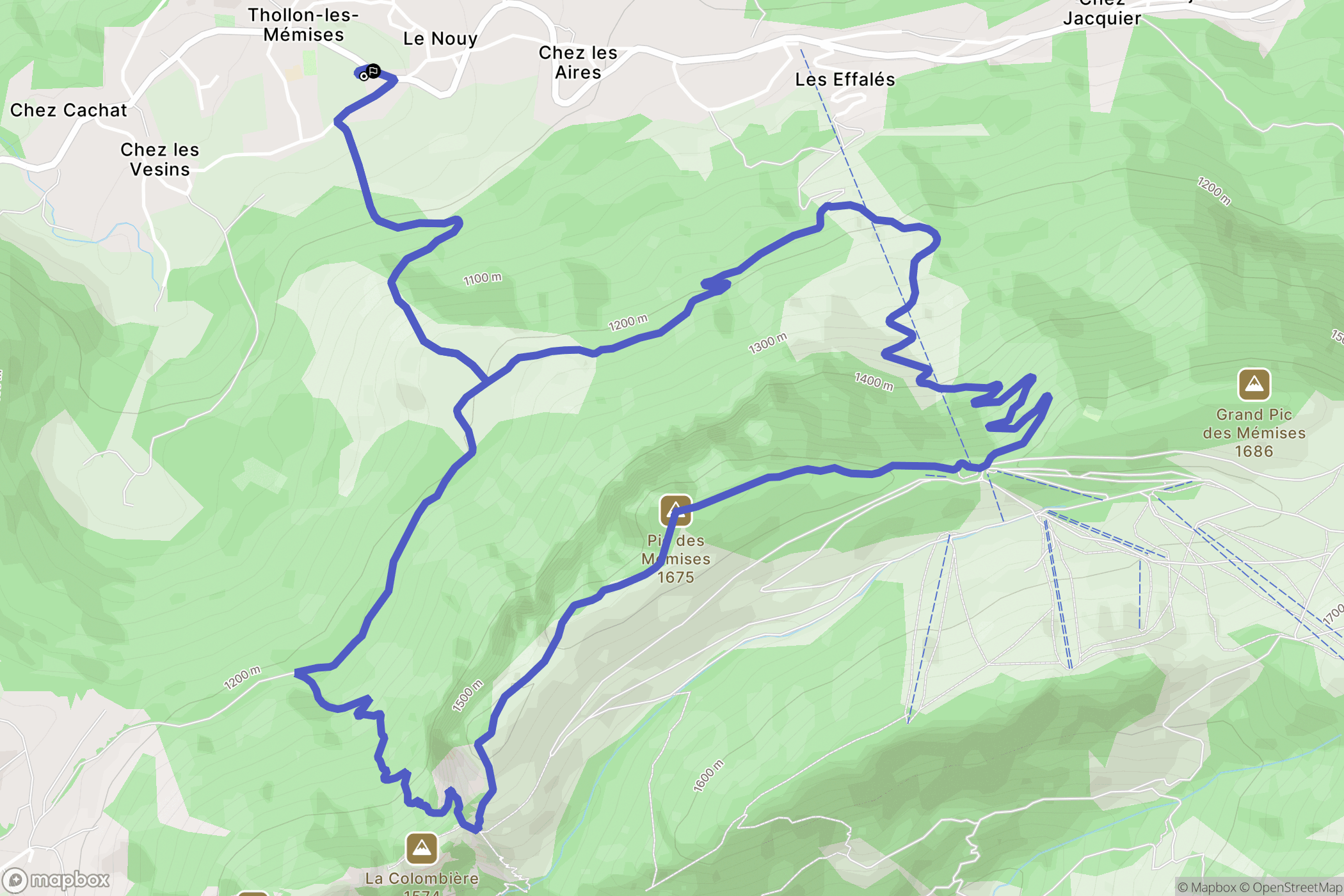 Le Nouy, Thollon-les-Mémises : carte du parcours de randonnée - France