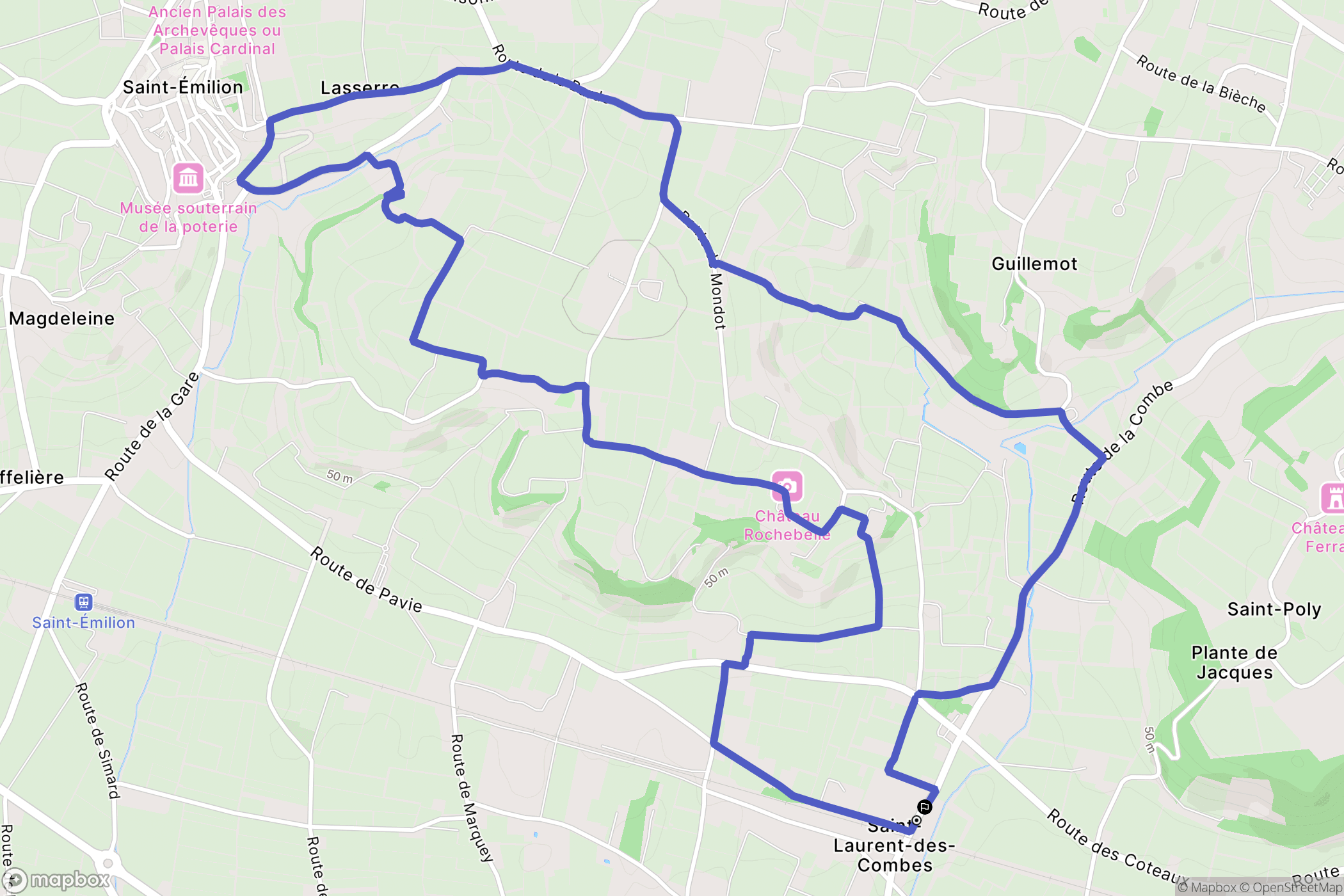 Saint-Laurent-des-Combes : carte du parcours de randonnée - France