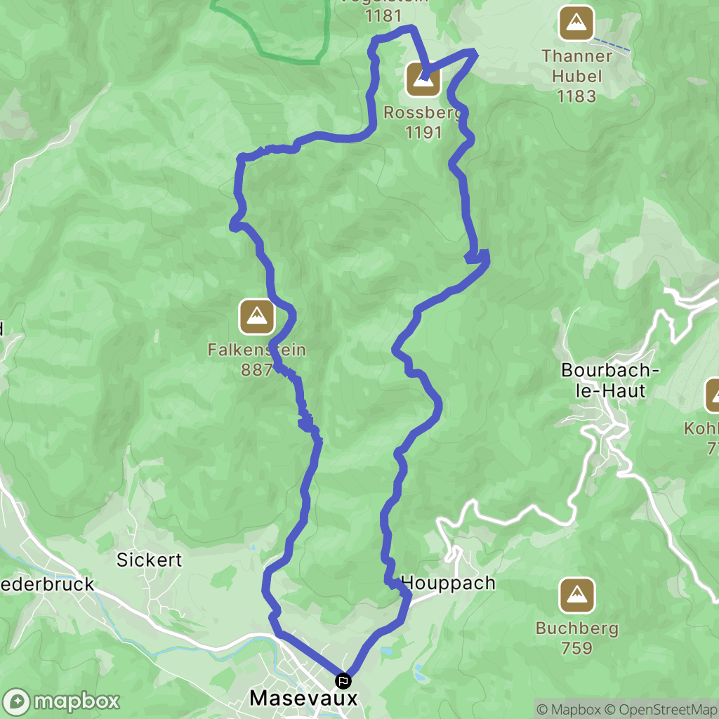 Masevaux : carte du parcours de randonnée - France