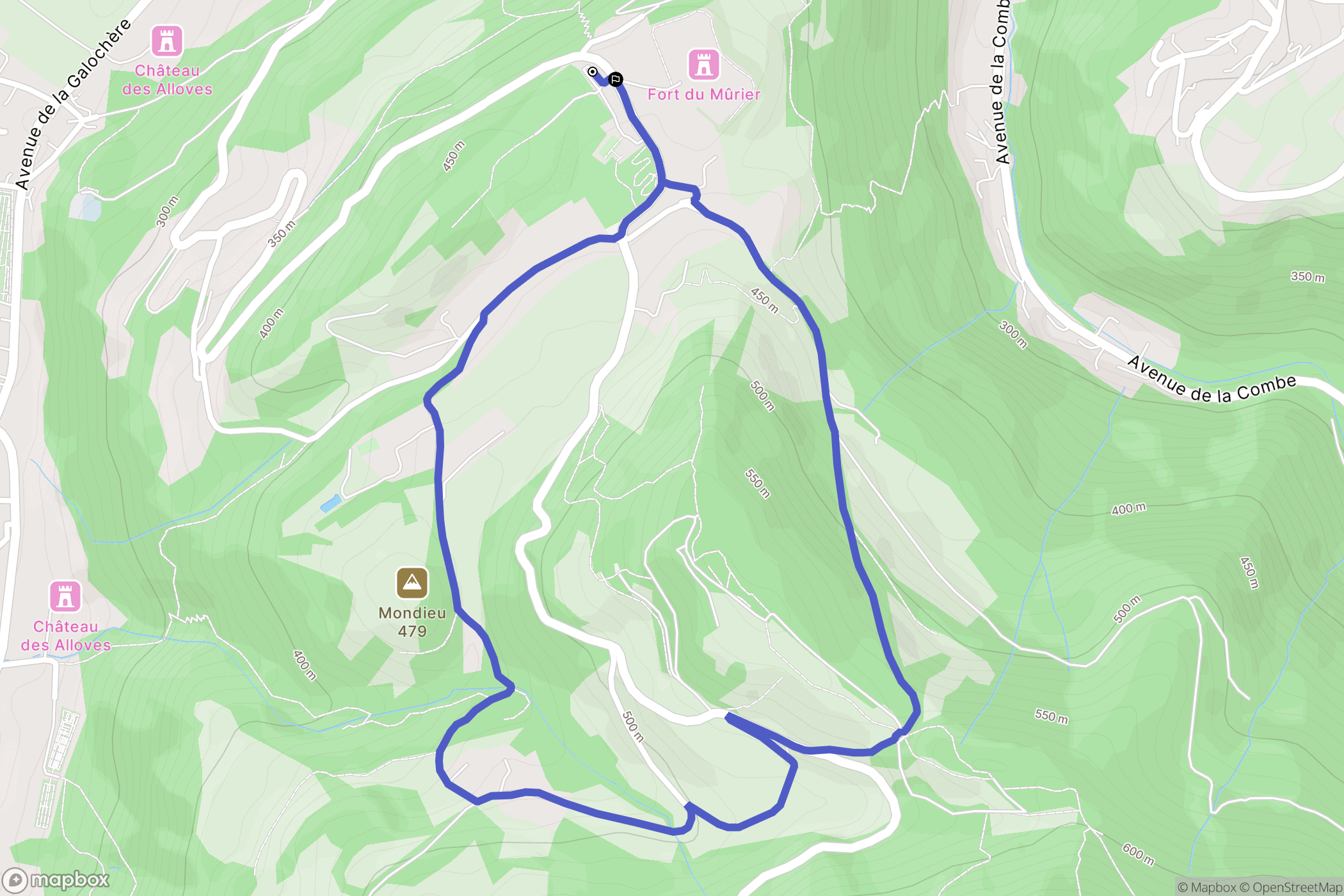 Saint-Martin-d'Hères : carte du parcours de randonnée - France