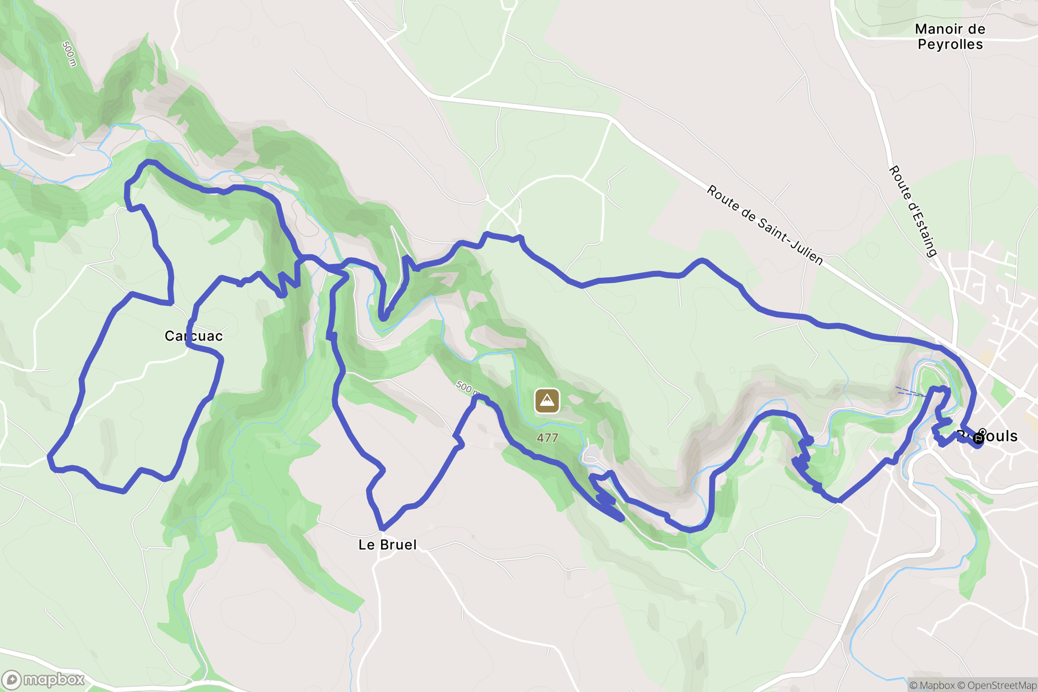 Bozouls : carte du parcours de randonnée - France