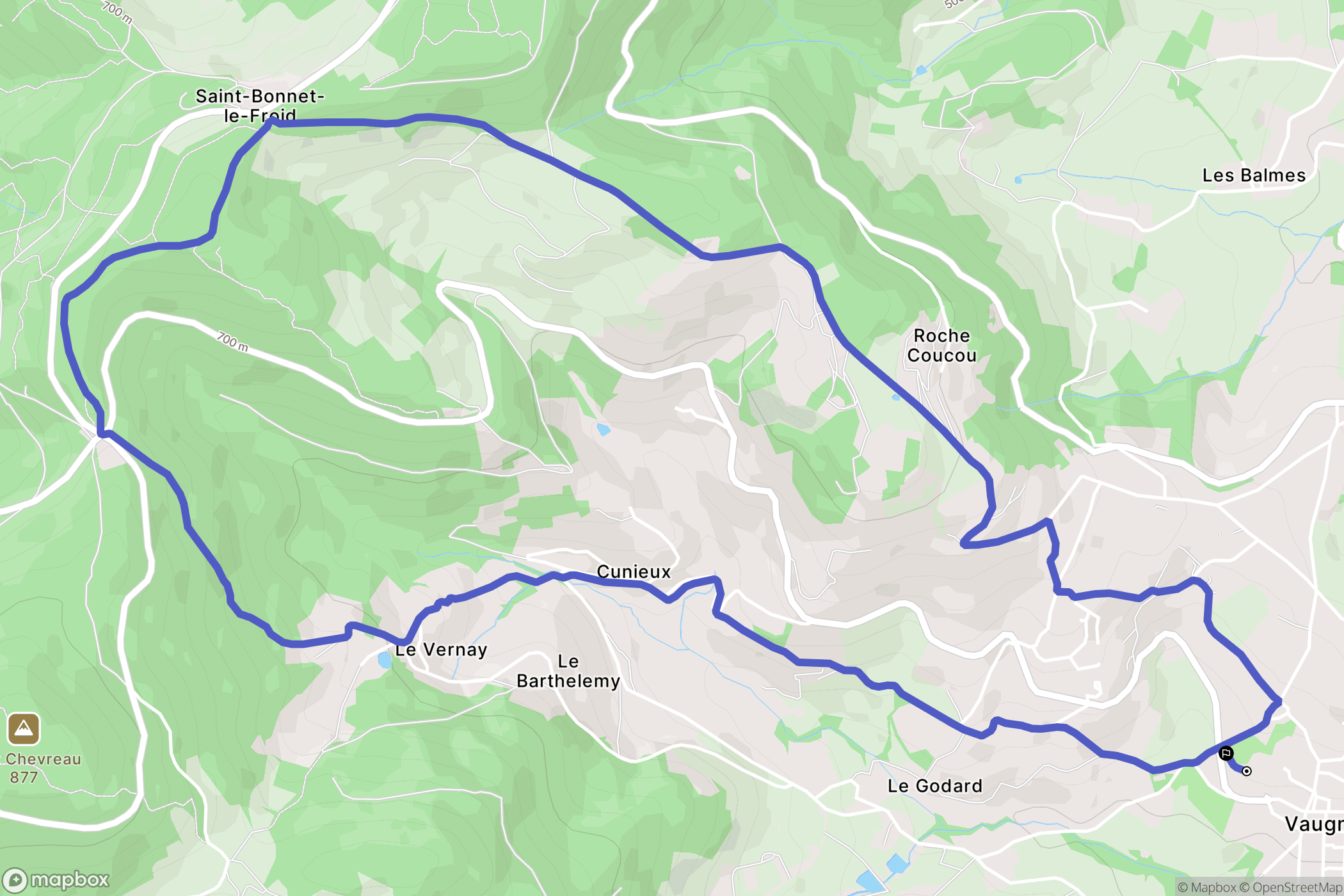 Vaugneray : carte du parcours de randonnée - France