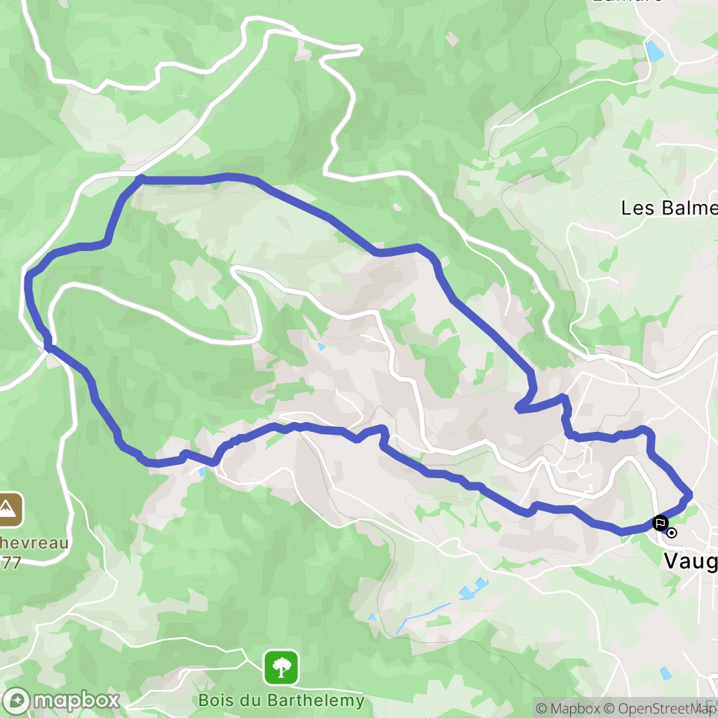 Vaugneray : carte du parcours de randonnée - France