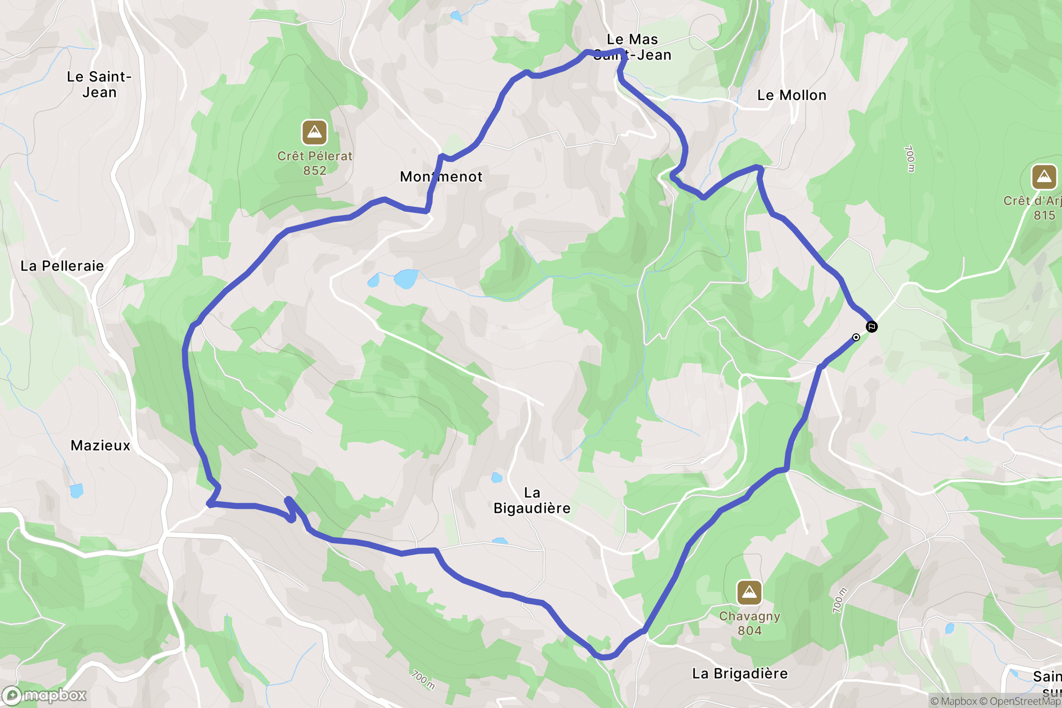 Saint-Julien-sur-Bibost : carte du parcours de randonnée - France
