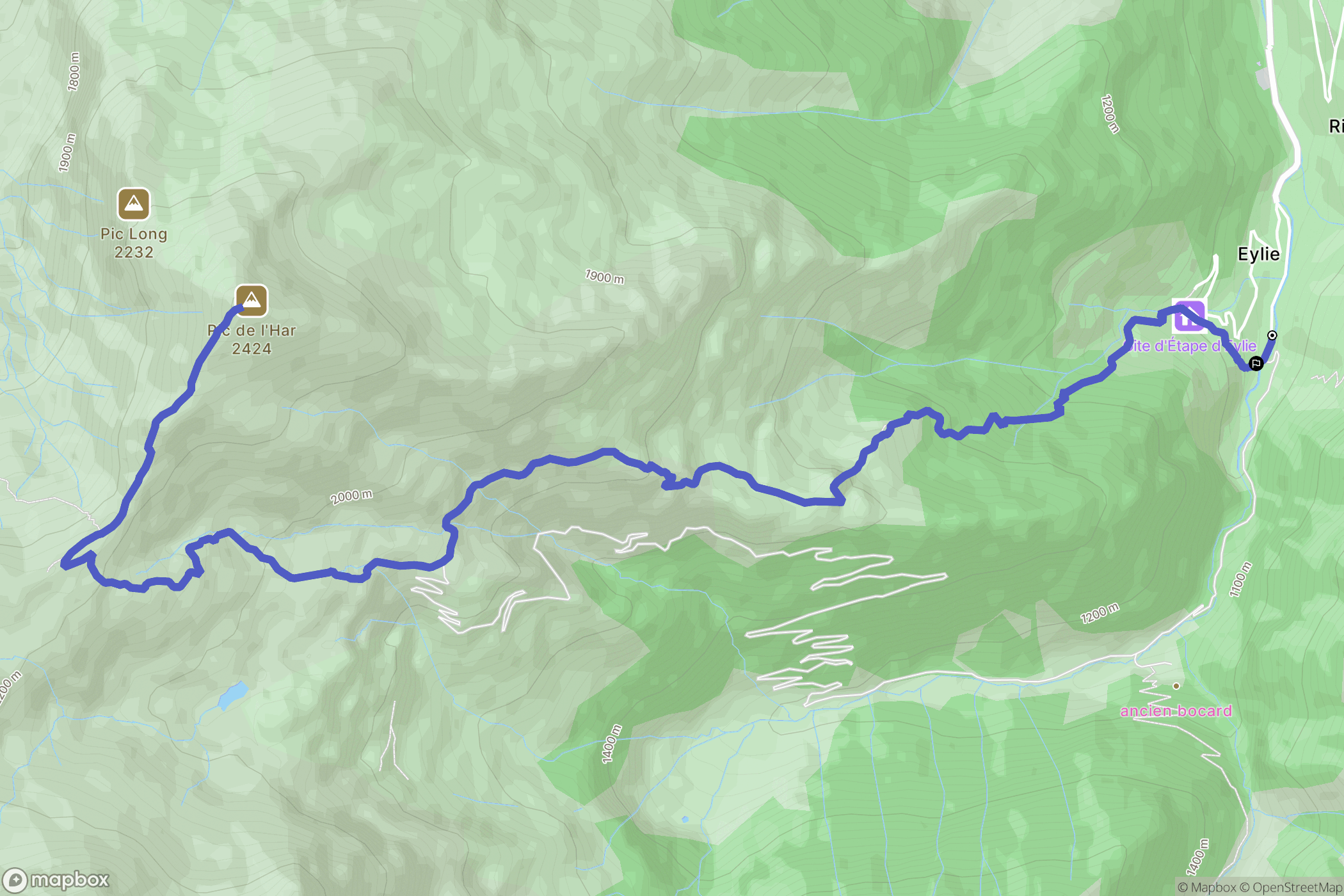 Eylie, Sentein: routekaart voor buitenactiviteiten - France