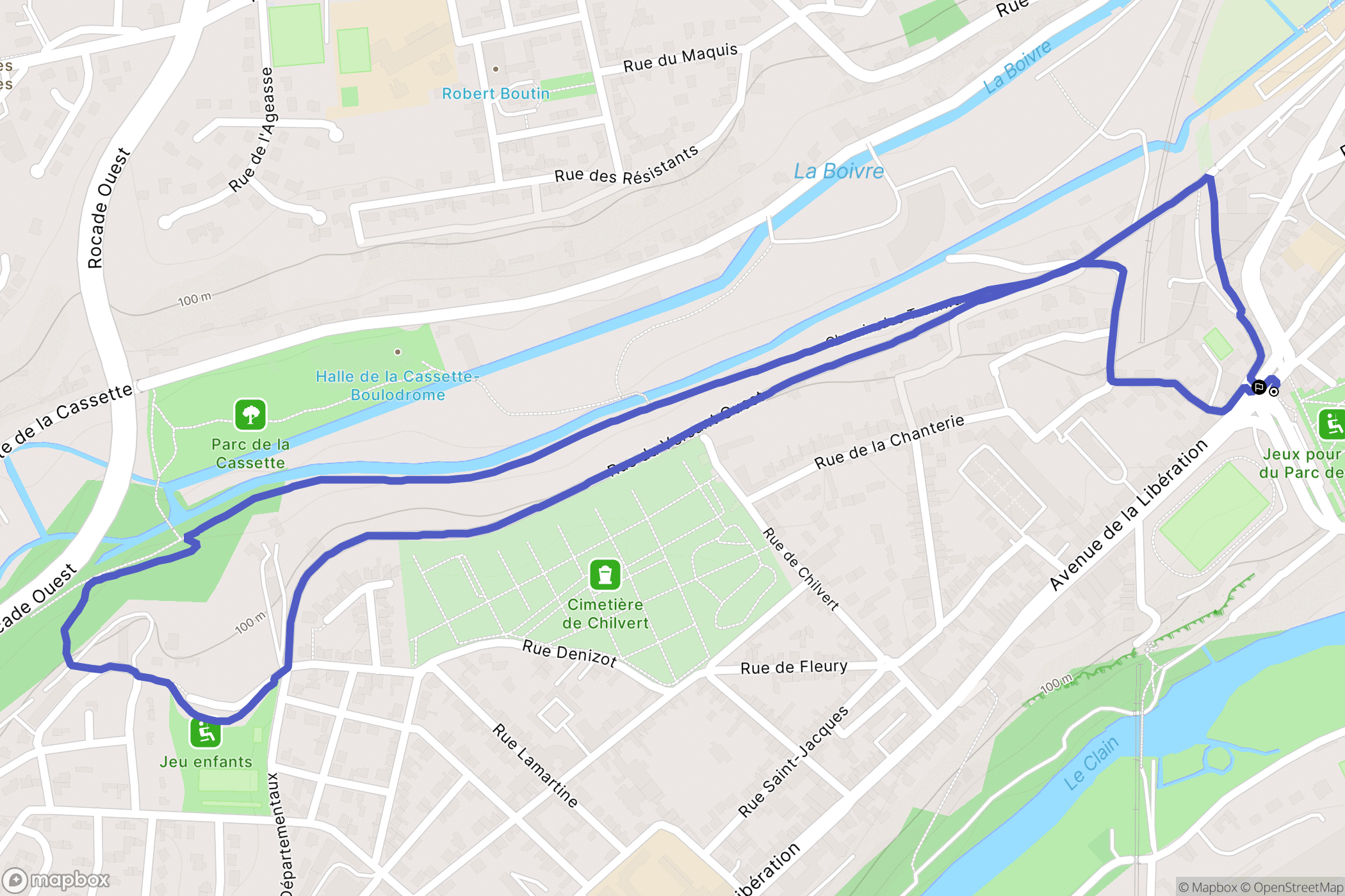 Poitiers : carte du parcours de randonnée - France