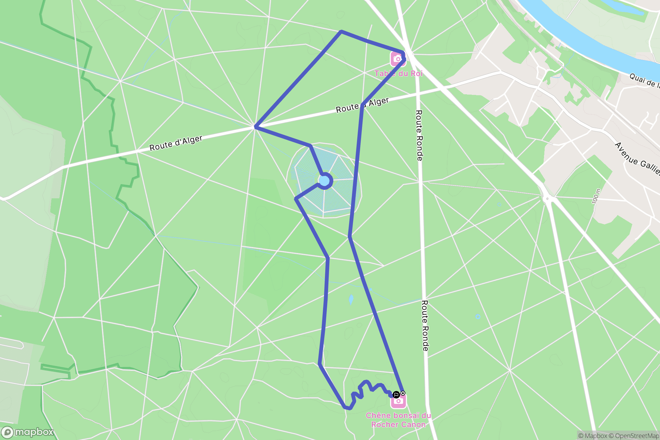Fontainebleau : carte du parcours de randonnée - France