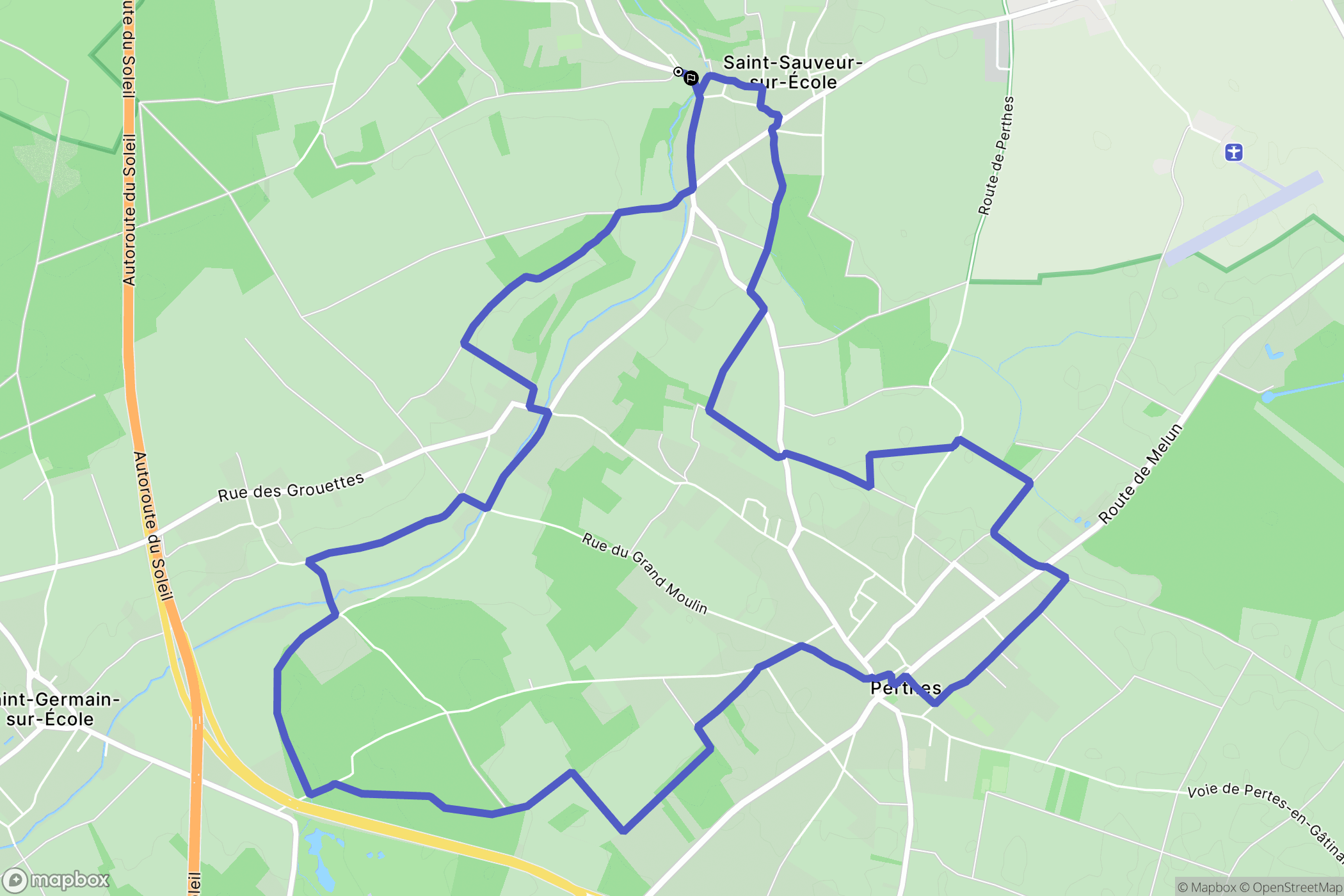 Saint-Sauveur-sur-Ecole : carte du parcours de randonnée - France