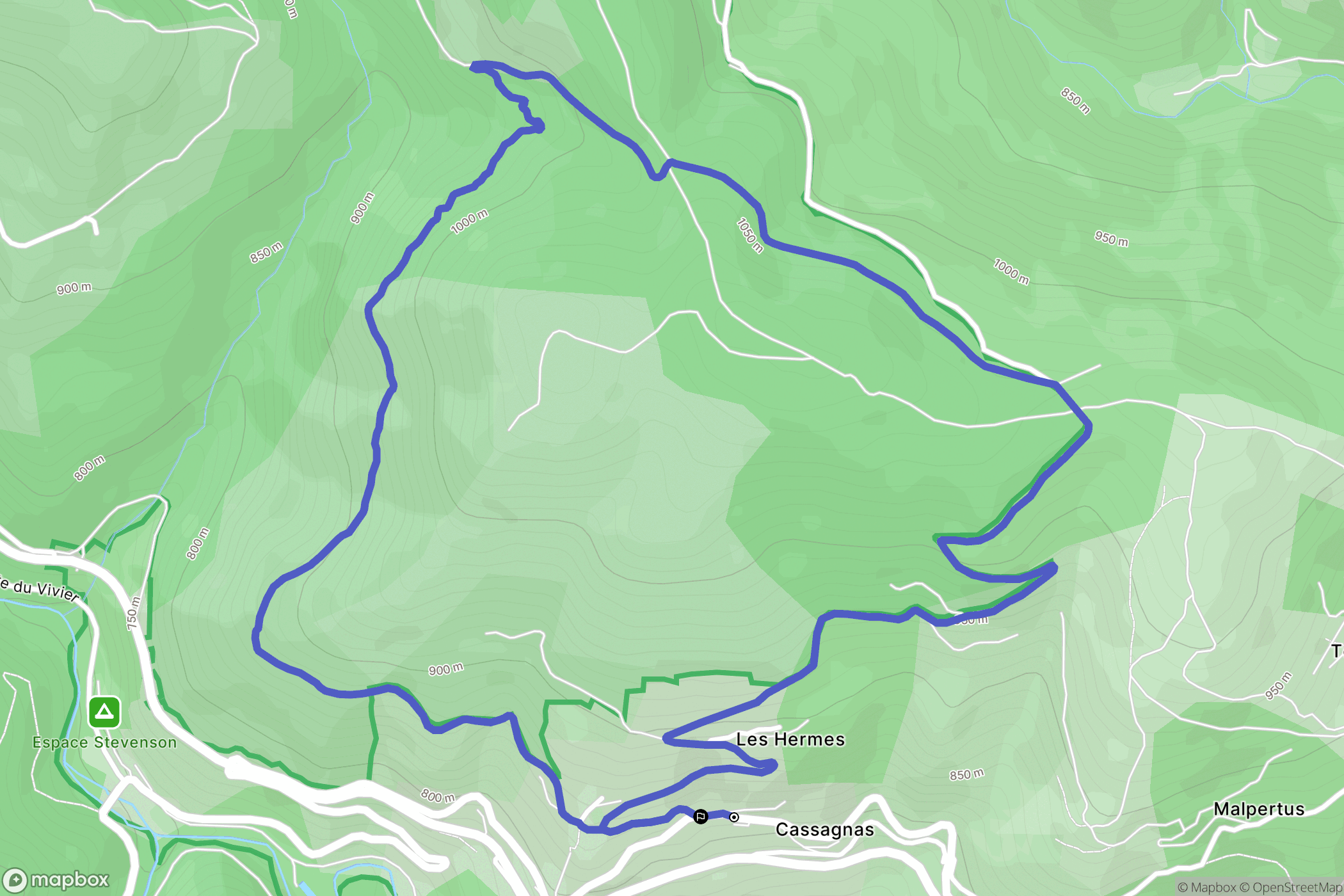 Cassagnas : carte du parcours de randonnée - France