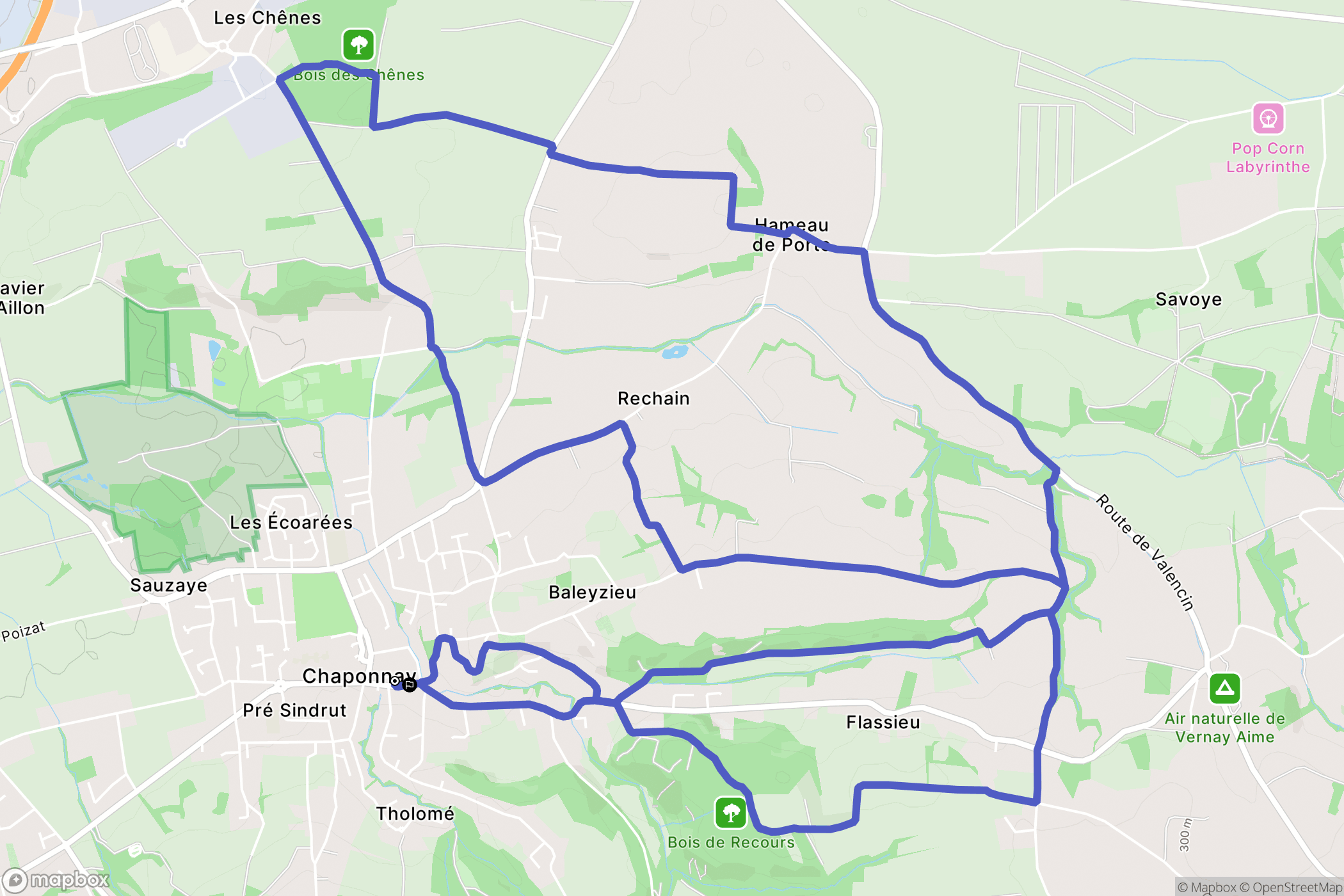 Chaponnay : carte du parcours de randonnée - France