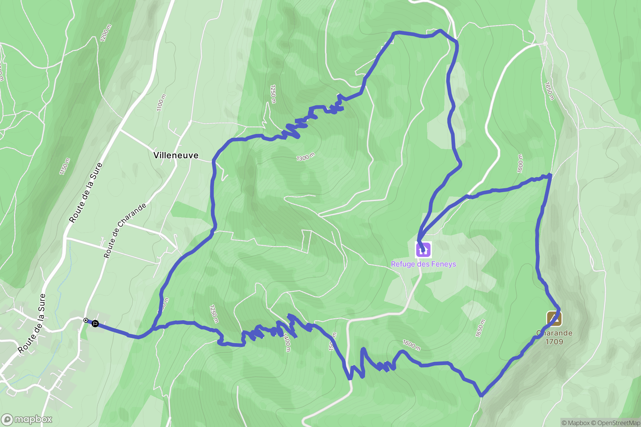 Autrans : carte du parcours de randonnée - France
