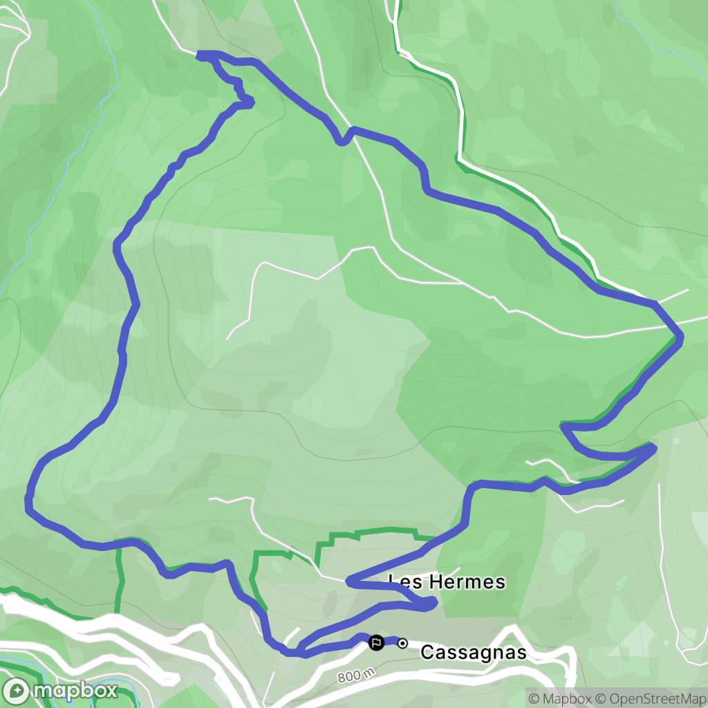 Cassagnas : carte du parcours de randonnée - France