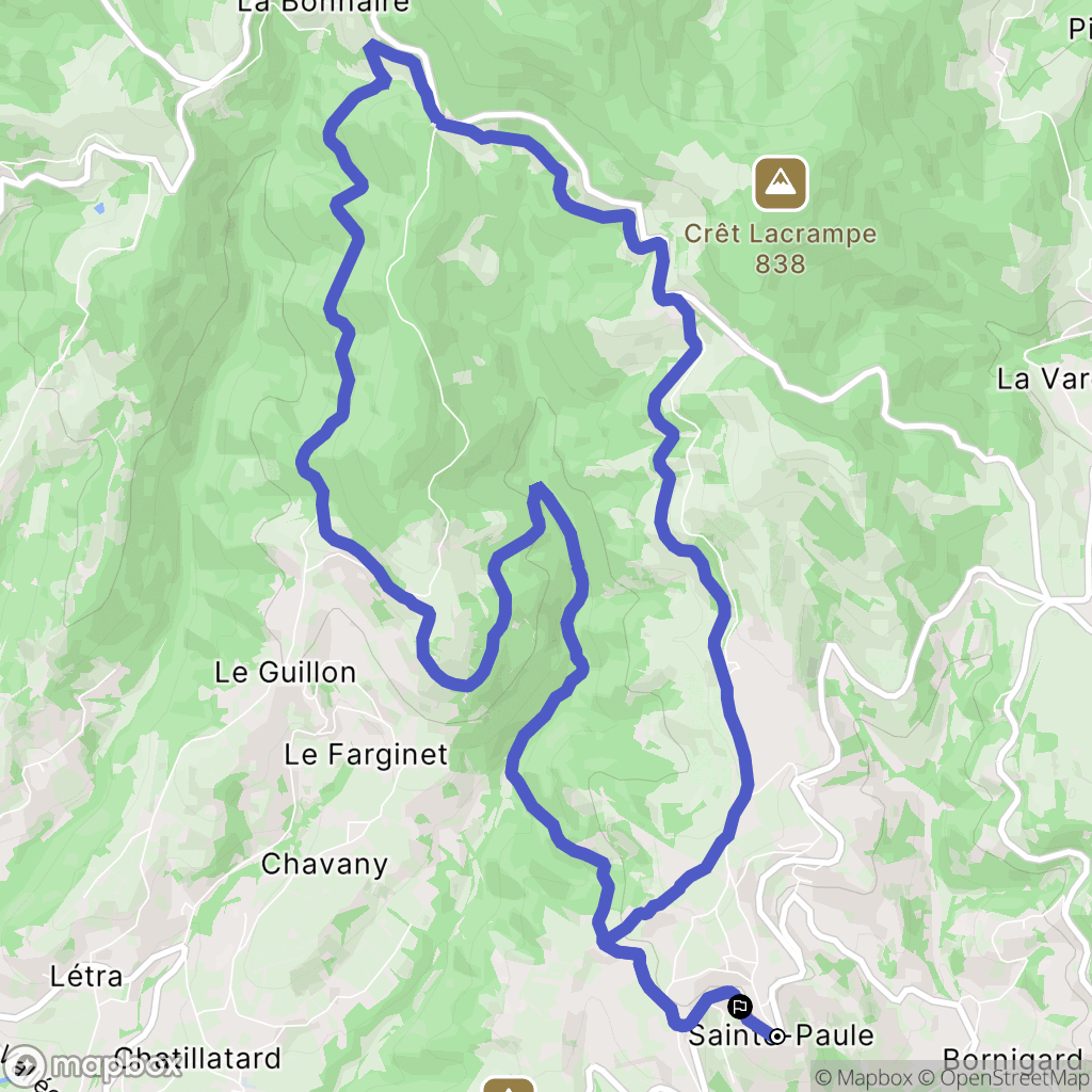 Sainte-Paule : carte du parcours de randonnée - France