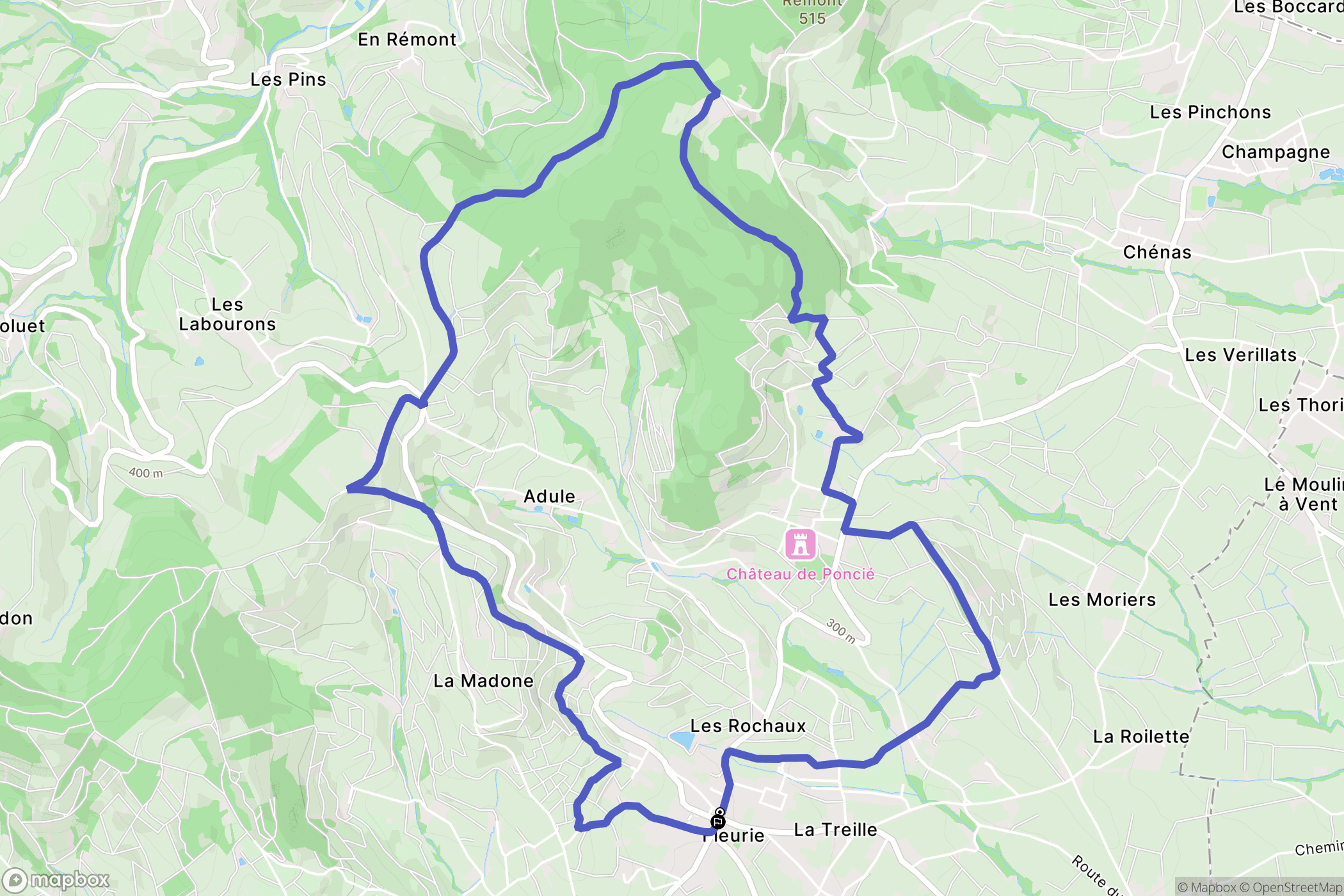 Fleurie : carte du parcours de randonnée - France