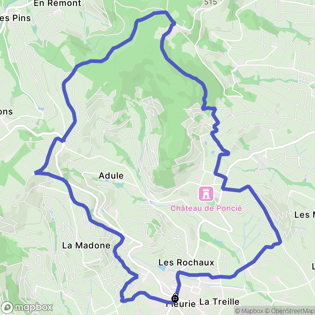 Fleurie : carte du parcours de randonnée - France