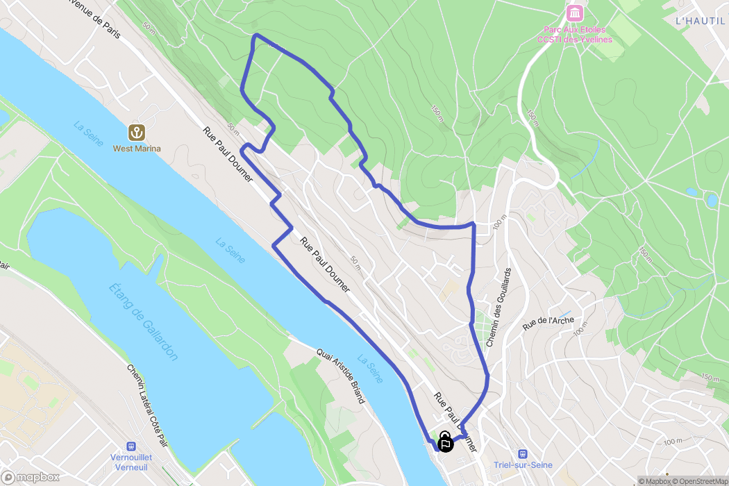 Triel-sur-Seine : carte du parcours de randonnée - France