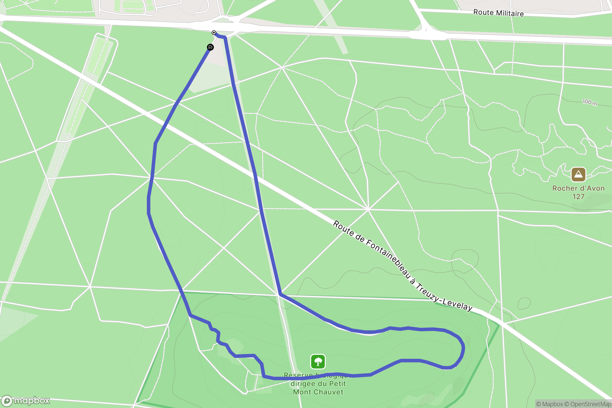 Fontainebleau : carte du parcours de randonnée - France