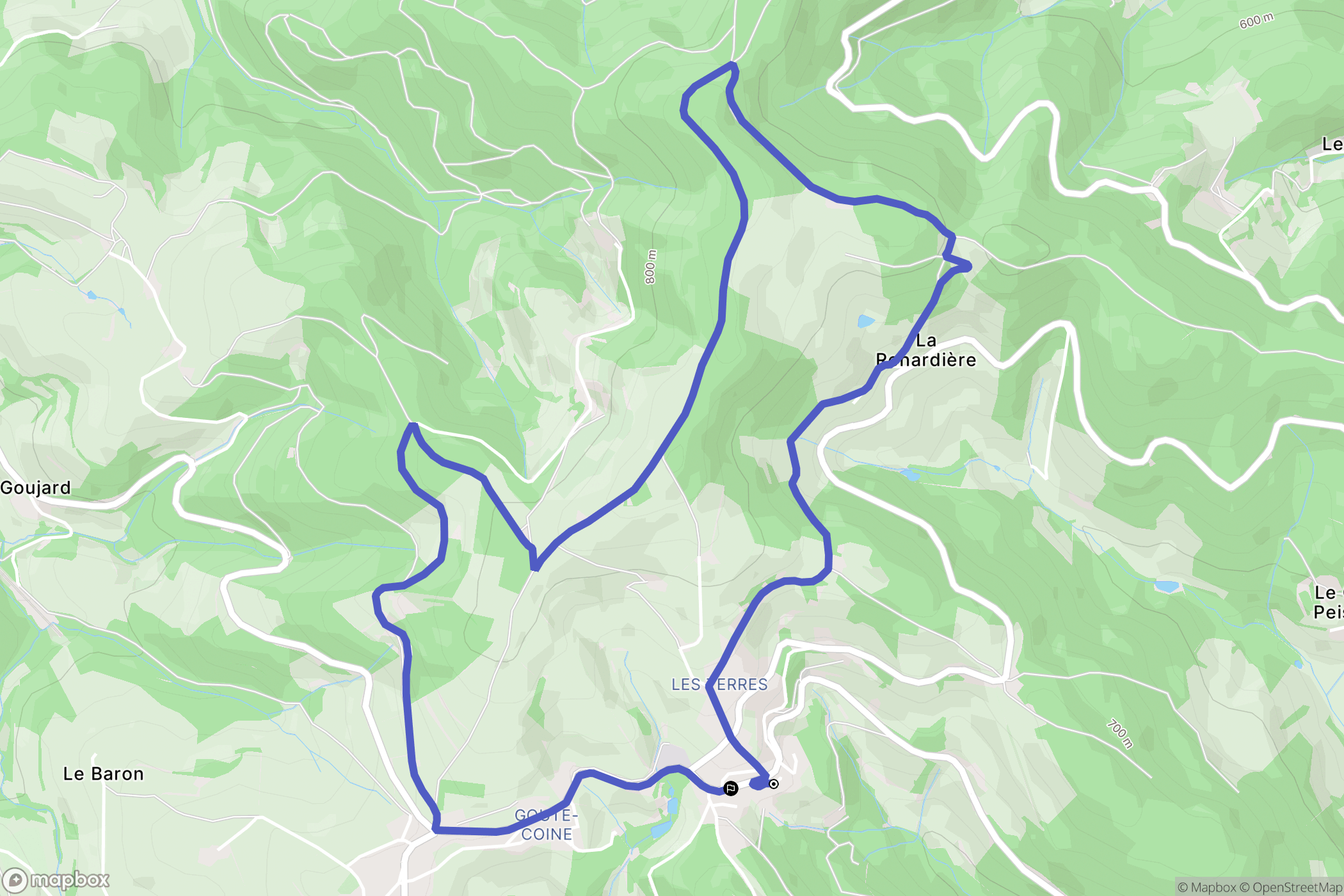 Les Sauvages : carte du parcours de randonnée - France