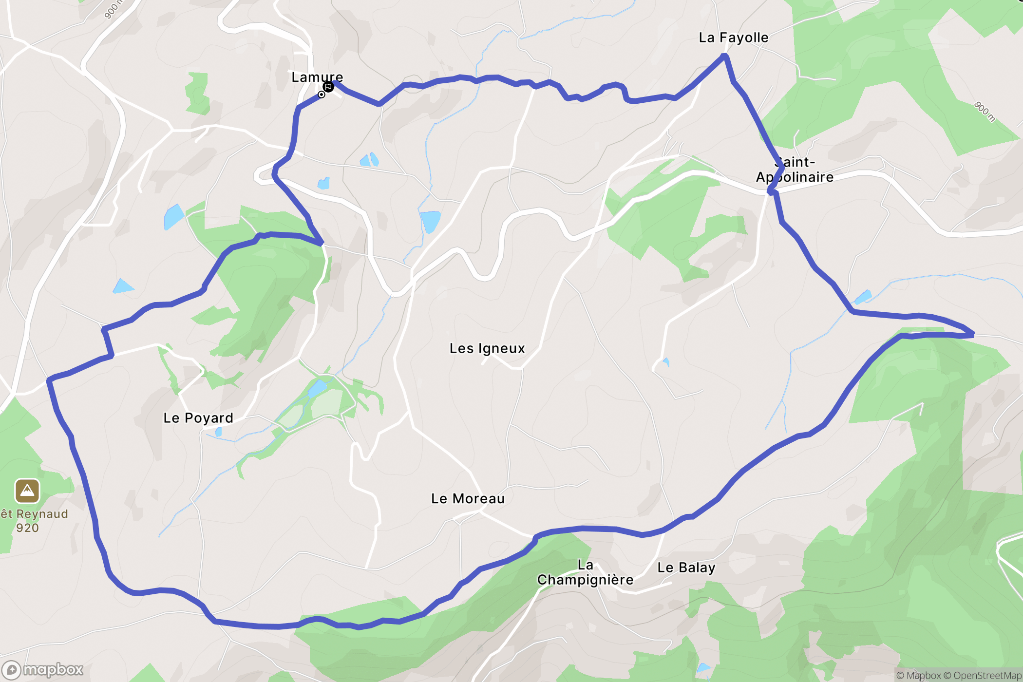 Larajasse : carte du parcours de randonnée - France