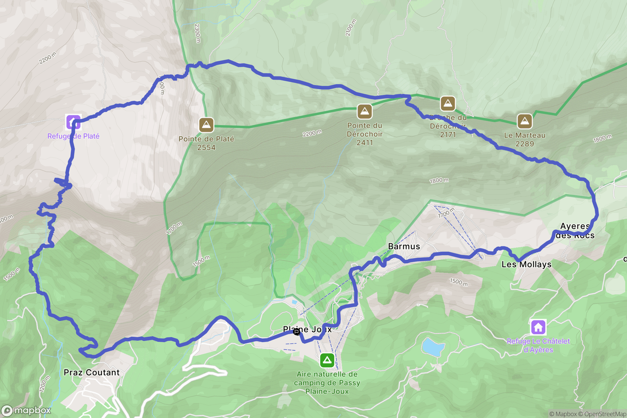 Passy : carte du parcours de randonnée - France