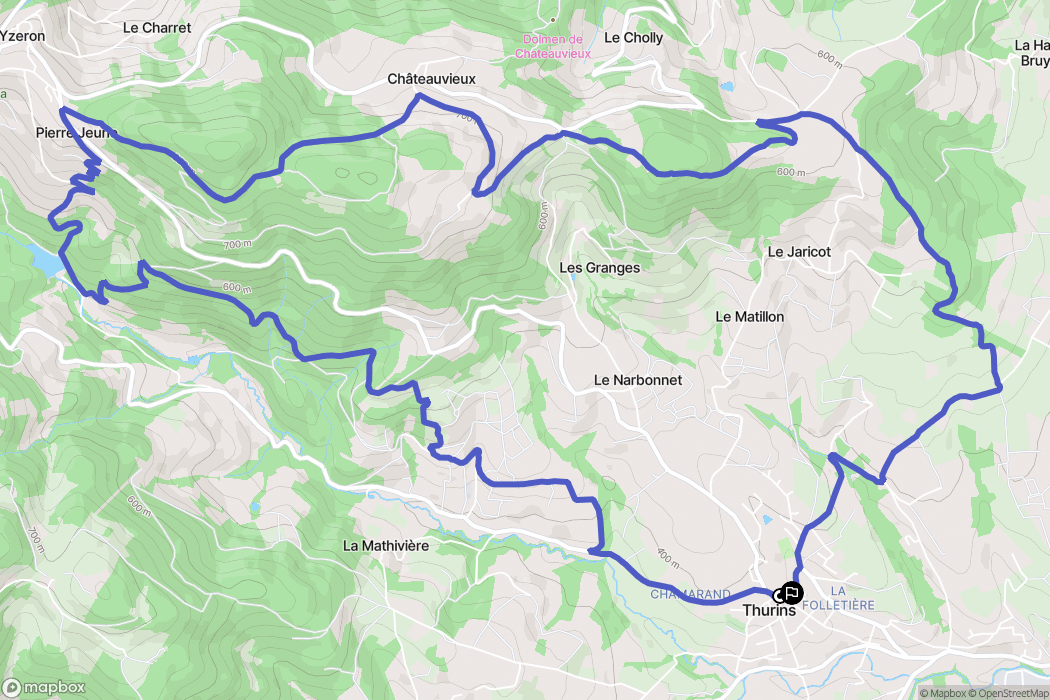 Thurins : carte du parcours de randonnée - France