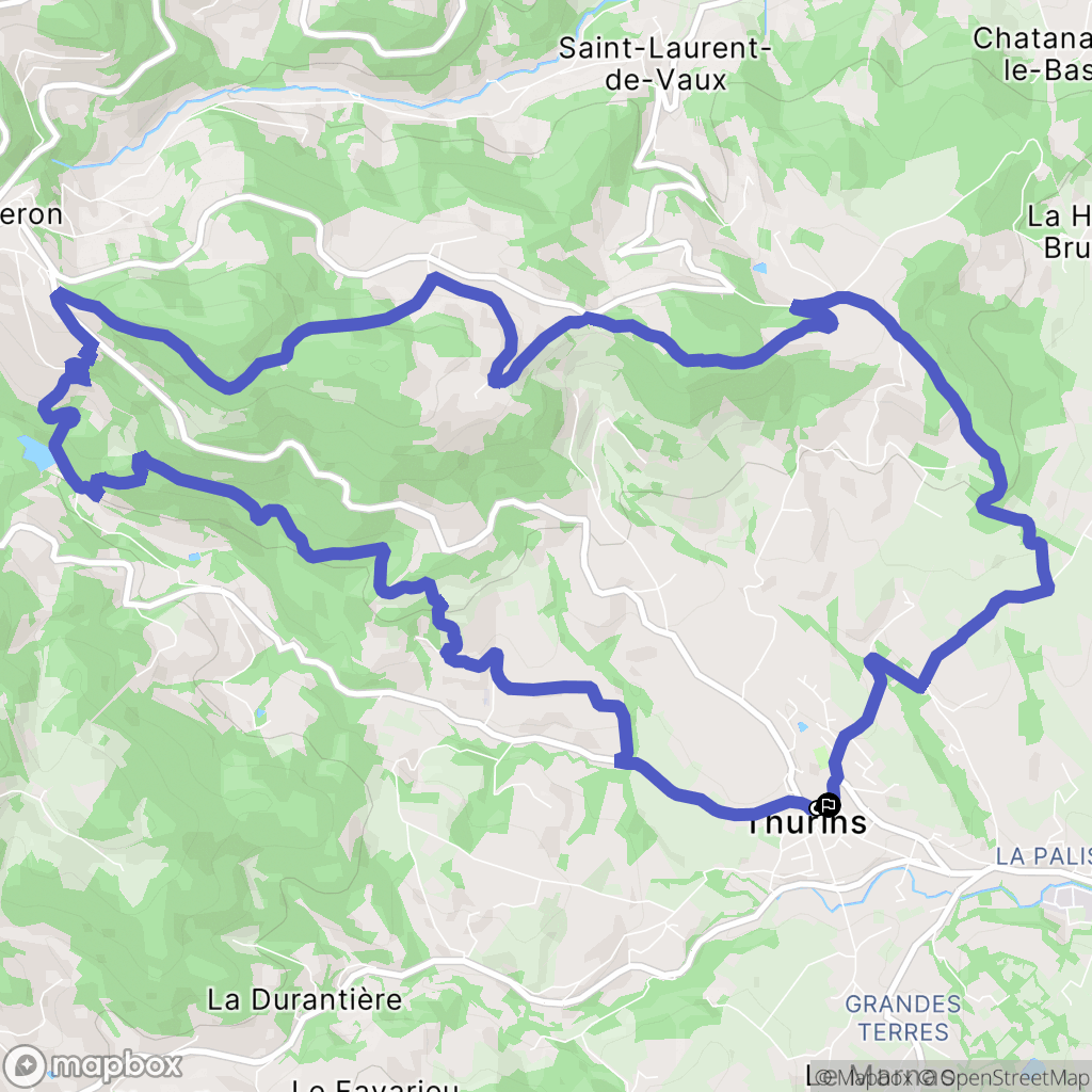 Thurins : carte du parcours de randonnée - France