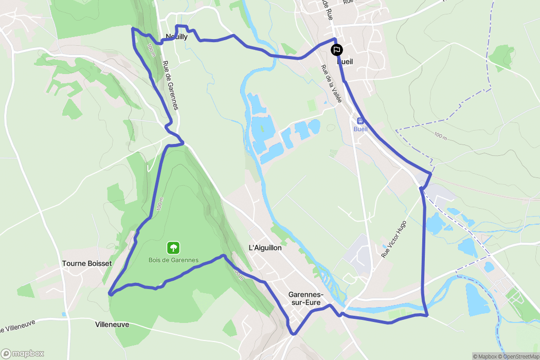 Bueil : carte du parcours de randonnée - France