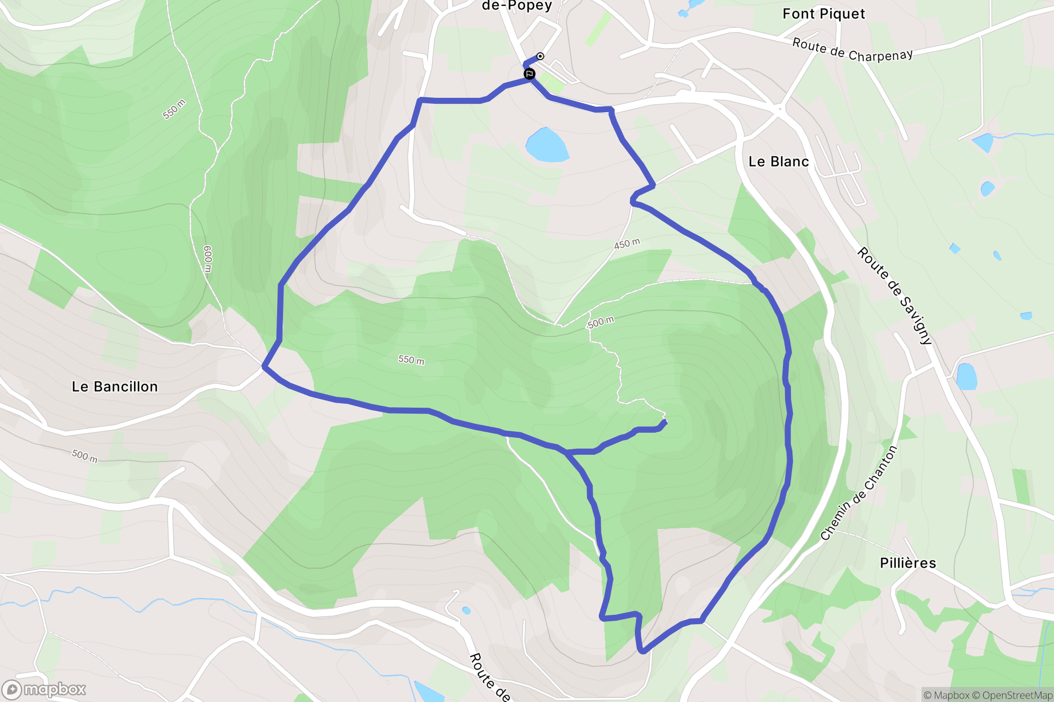 Saint-Romain-de-Popey : carte du parcours de randonnée - France