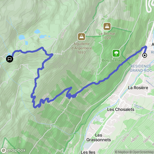 Chamonix-Mont-Blanc : carte du parcours de randonnée - France