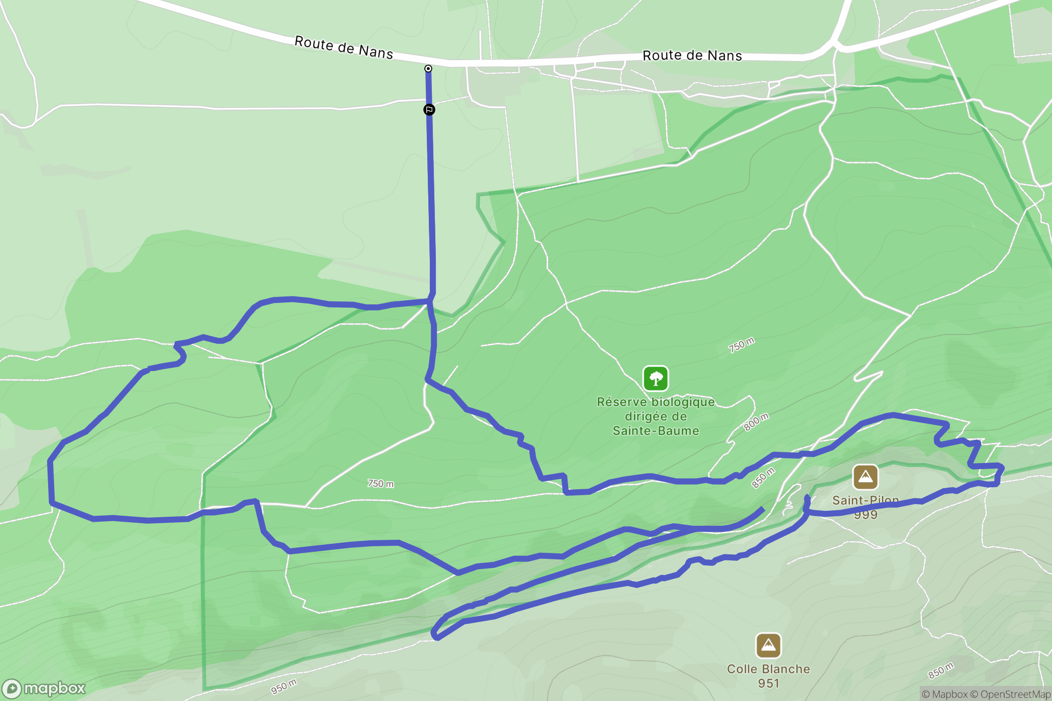 Plan-d'Aups-Sainte-Baume : carte du parcours de randonnée - France