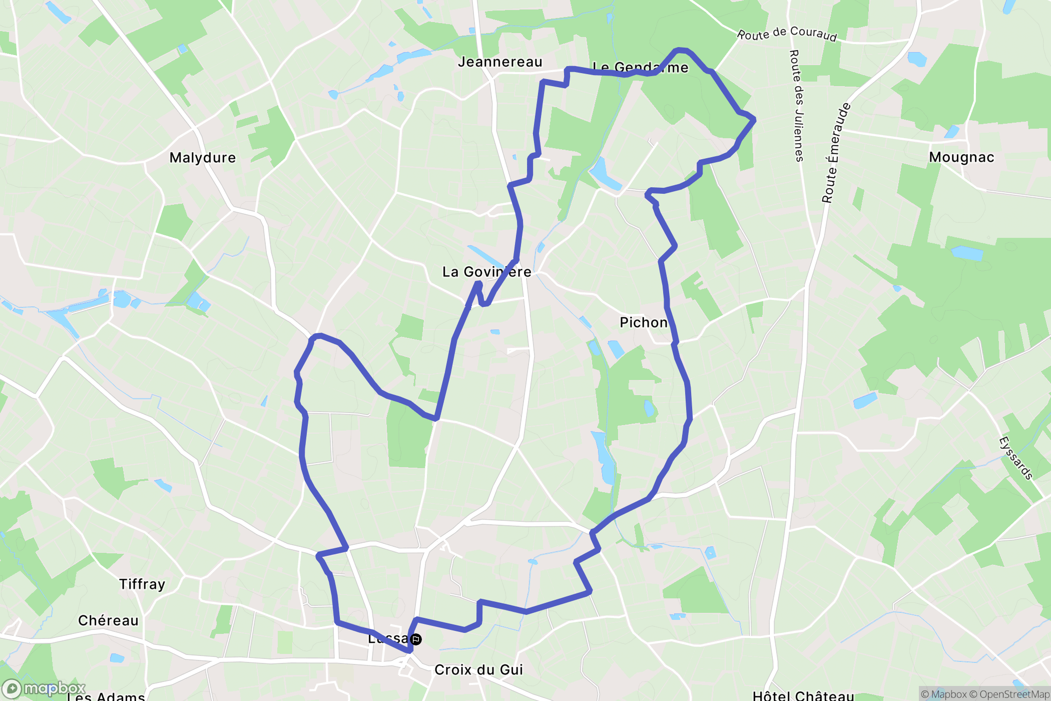 Lussac : carte du parcours de randonnée - France
