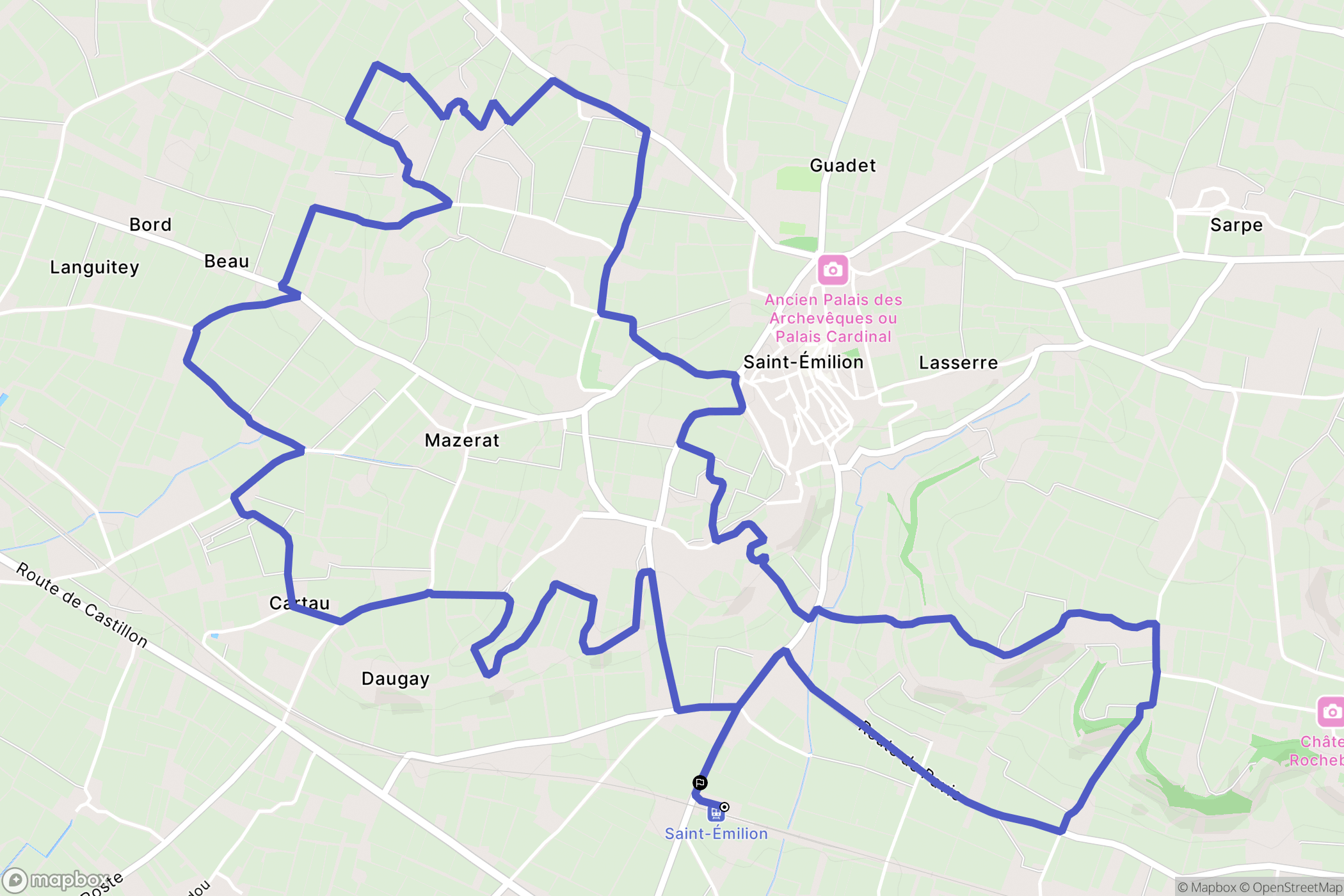 Saint-Émilion : carte du parcours de randonnée - France