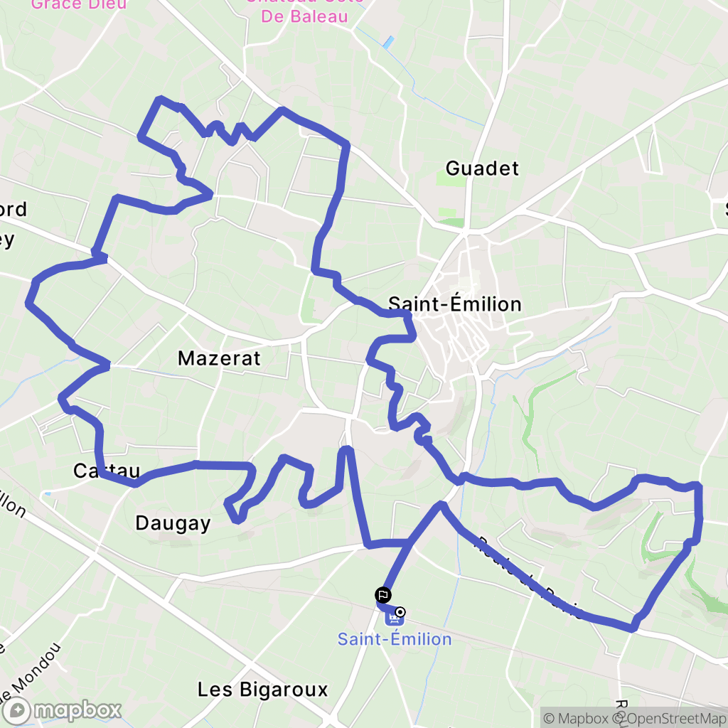 Saint-Émilion : carte du parcours de randonnée - France