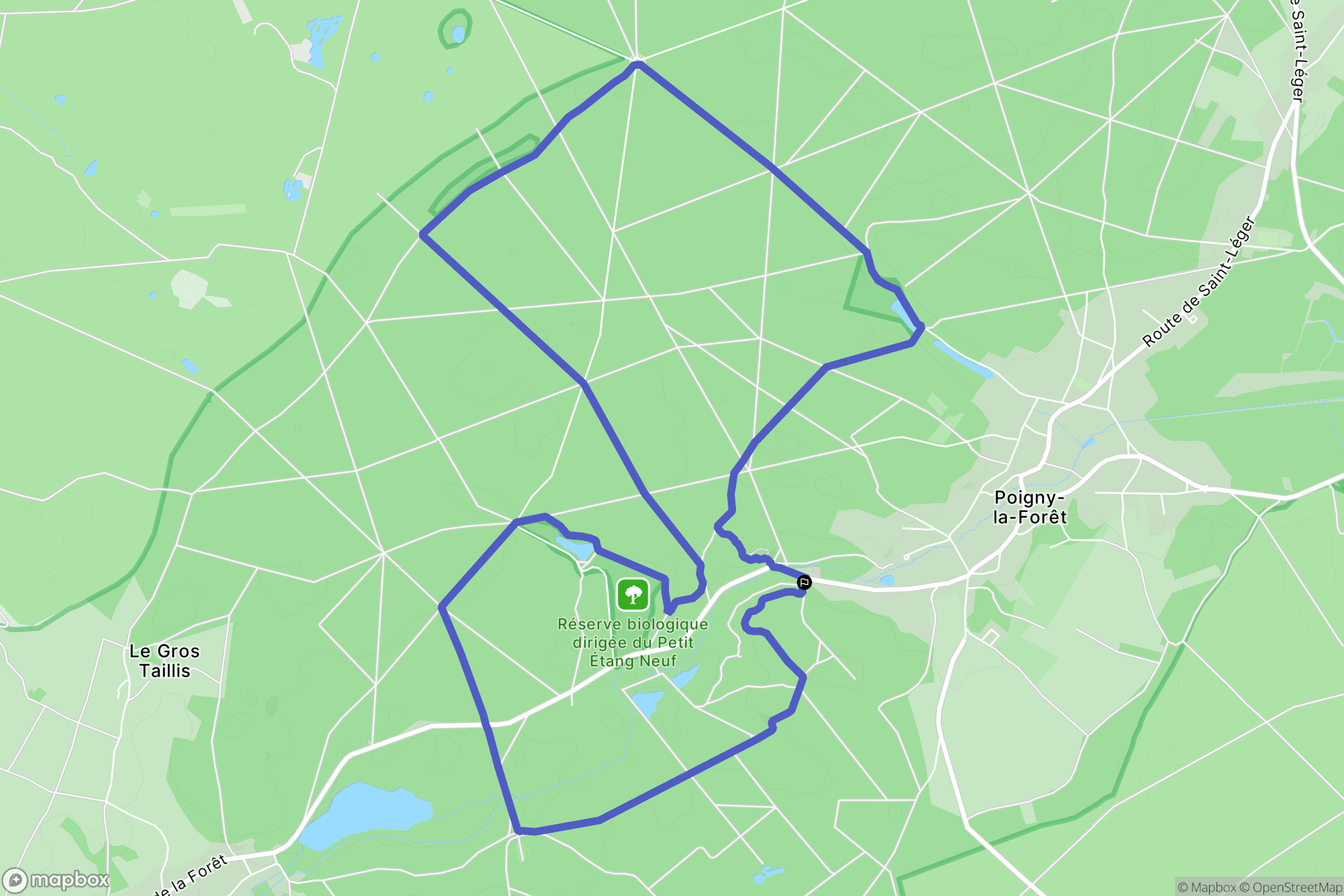 Poigny-la-Forêt : carte du parcours de randonnée - France