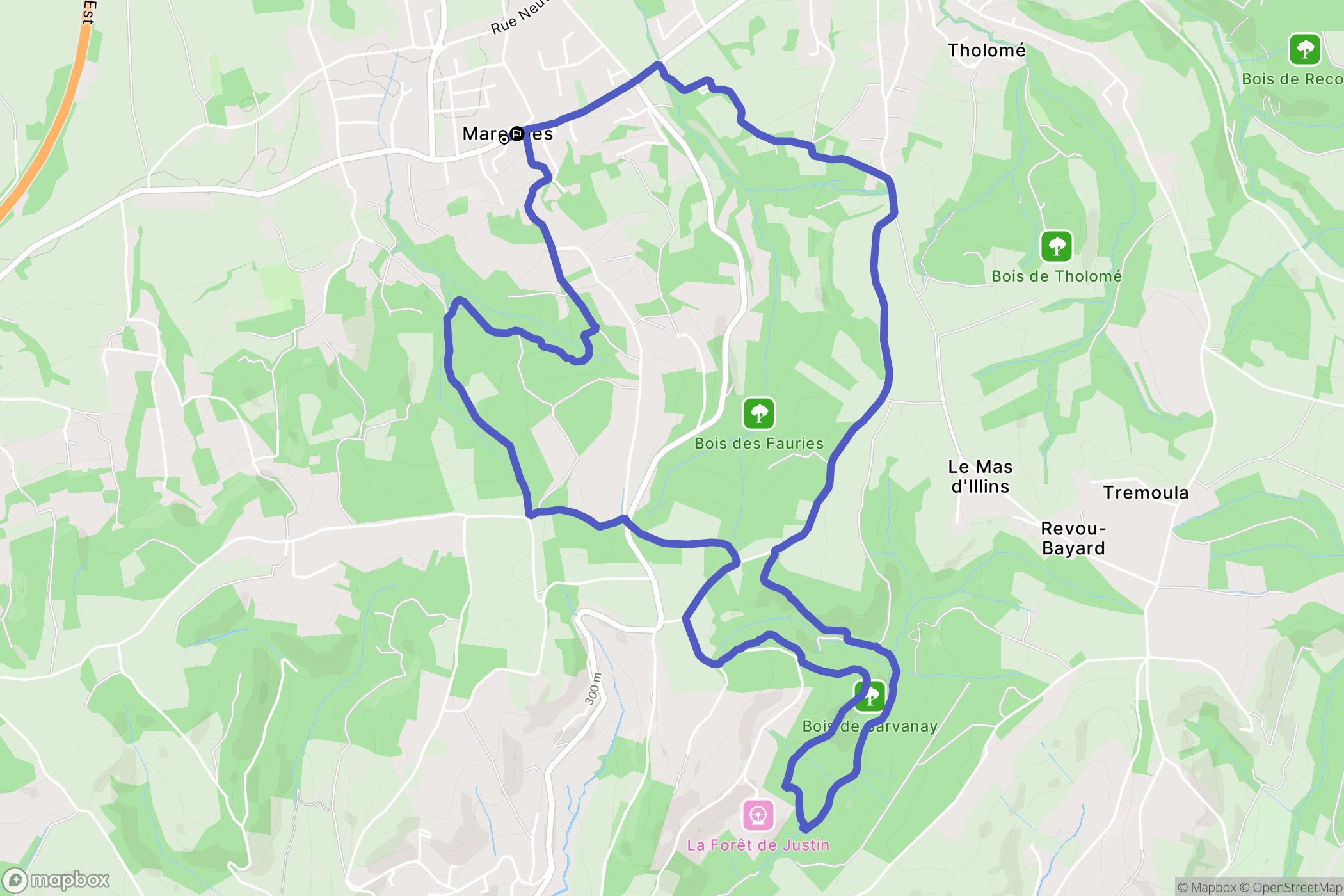 Marennes : carte du parcours de randonnée - France