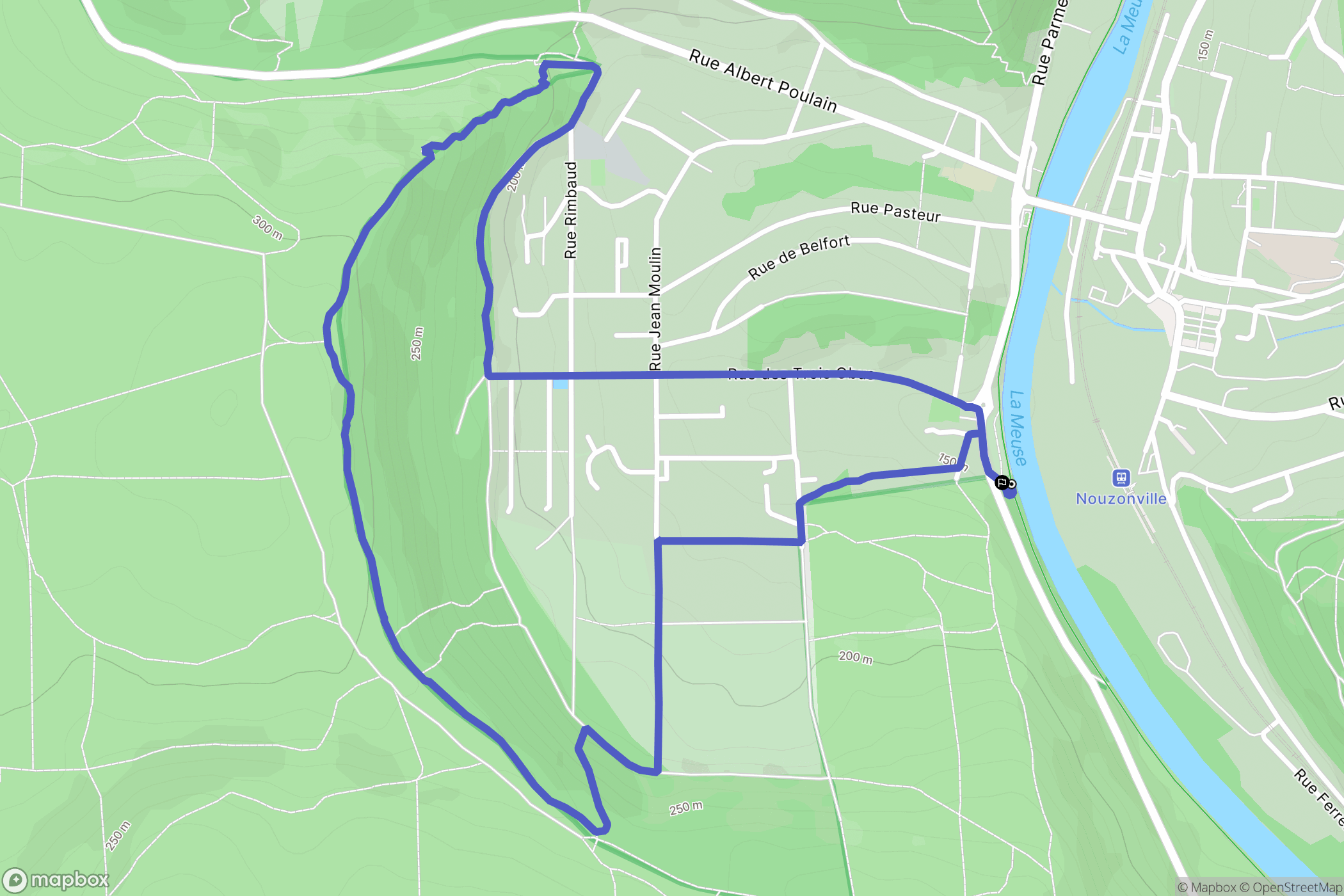 Nouzonville : carte du parcours de randonnée - France