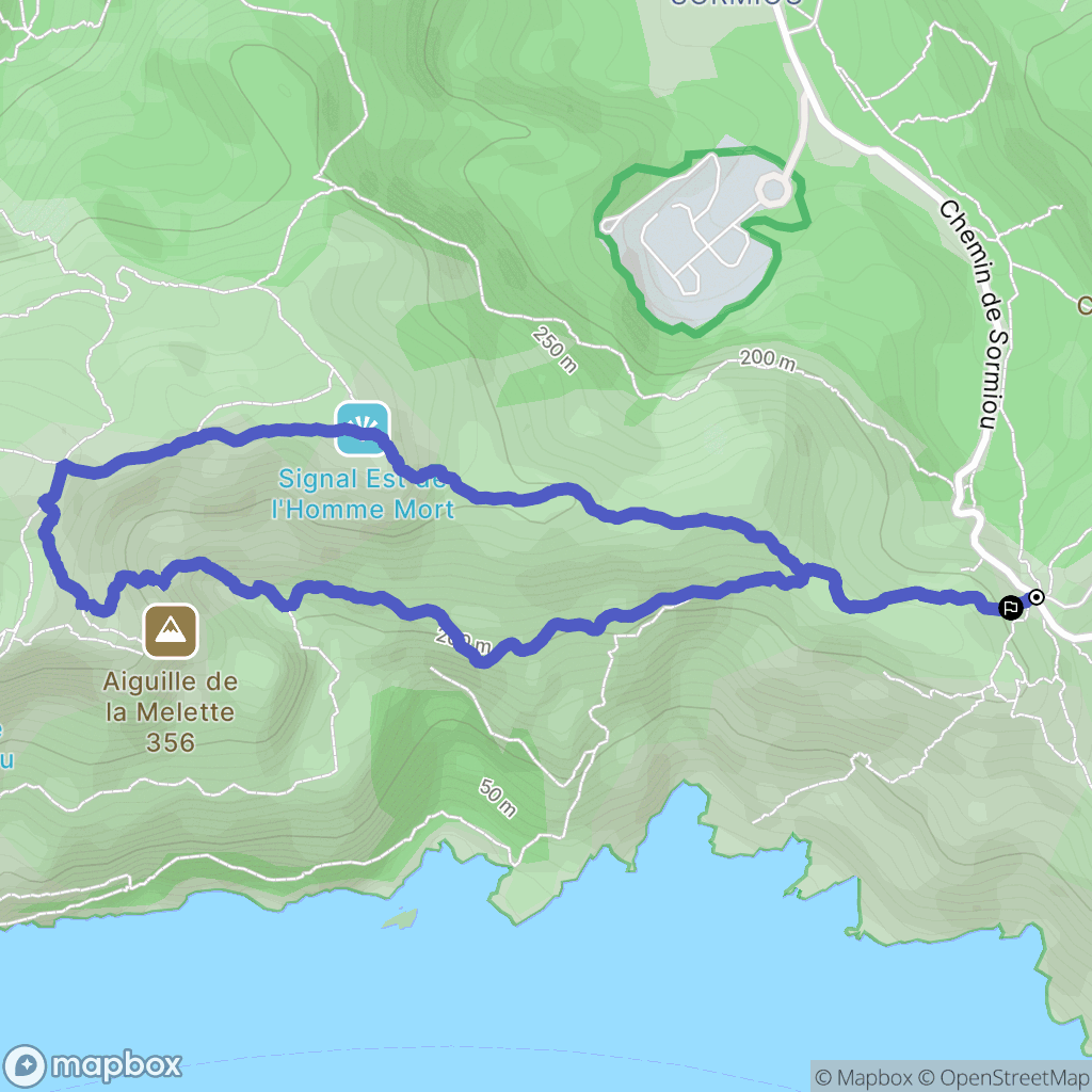 Marseille : carte du parcours de randonnée - France
